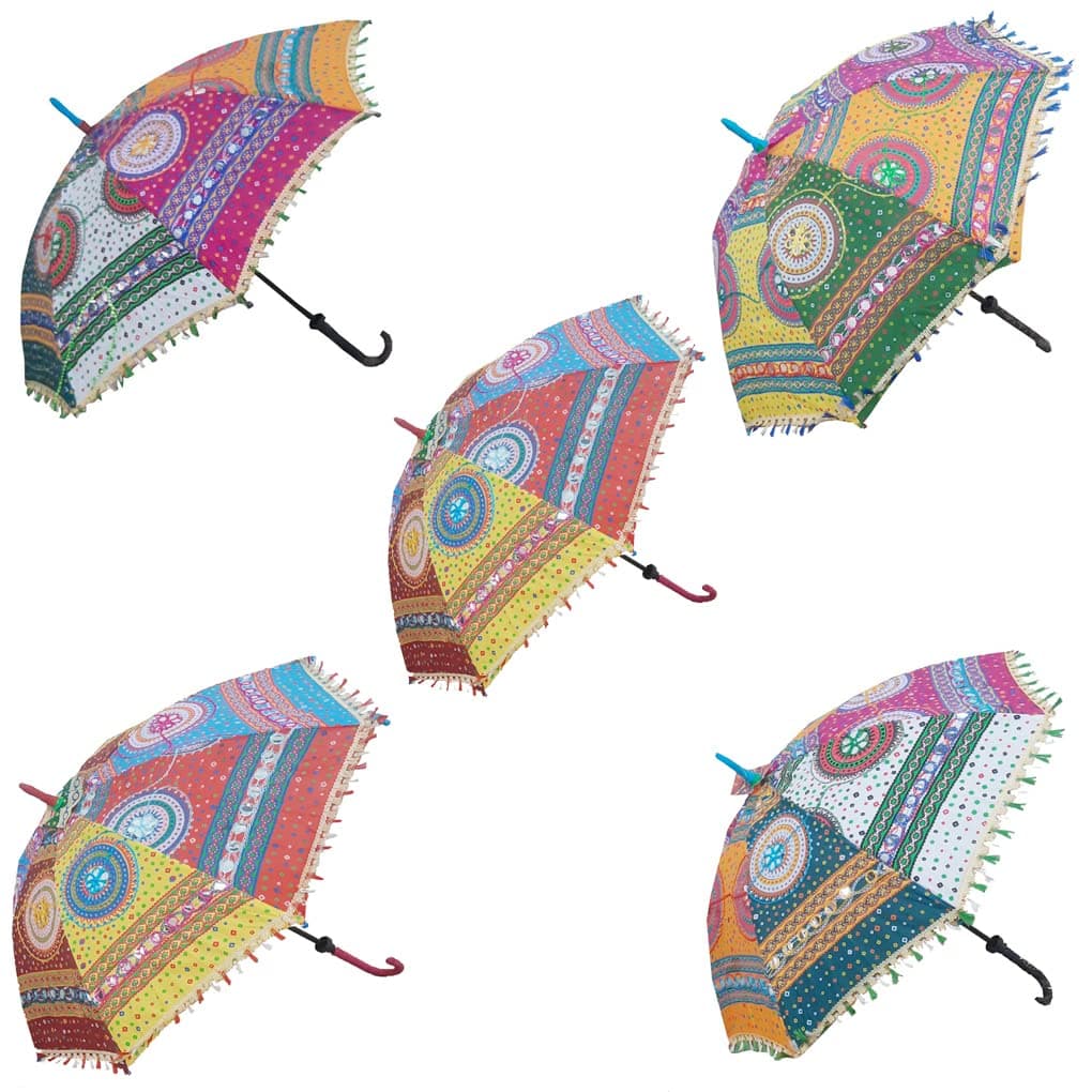 ea Sun Protection Rajasthani Umbrella Handicraft Walking Stick - 5 Pieces