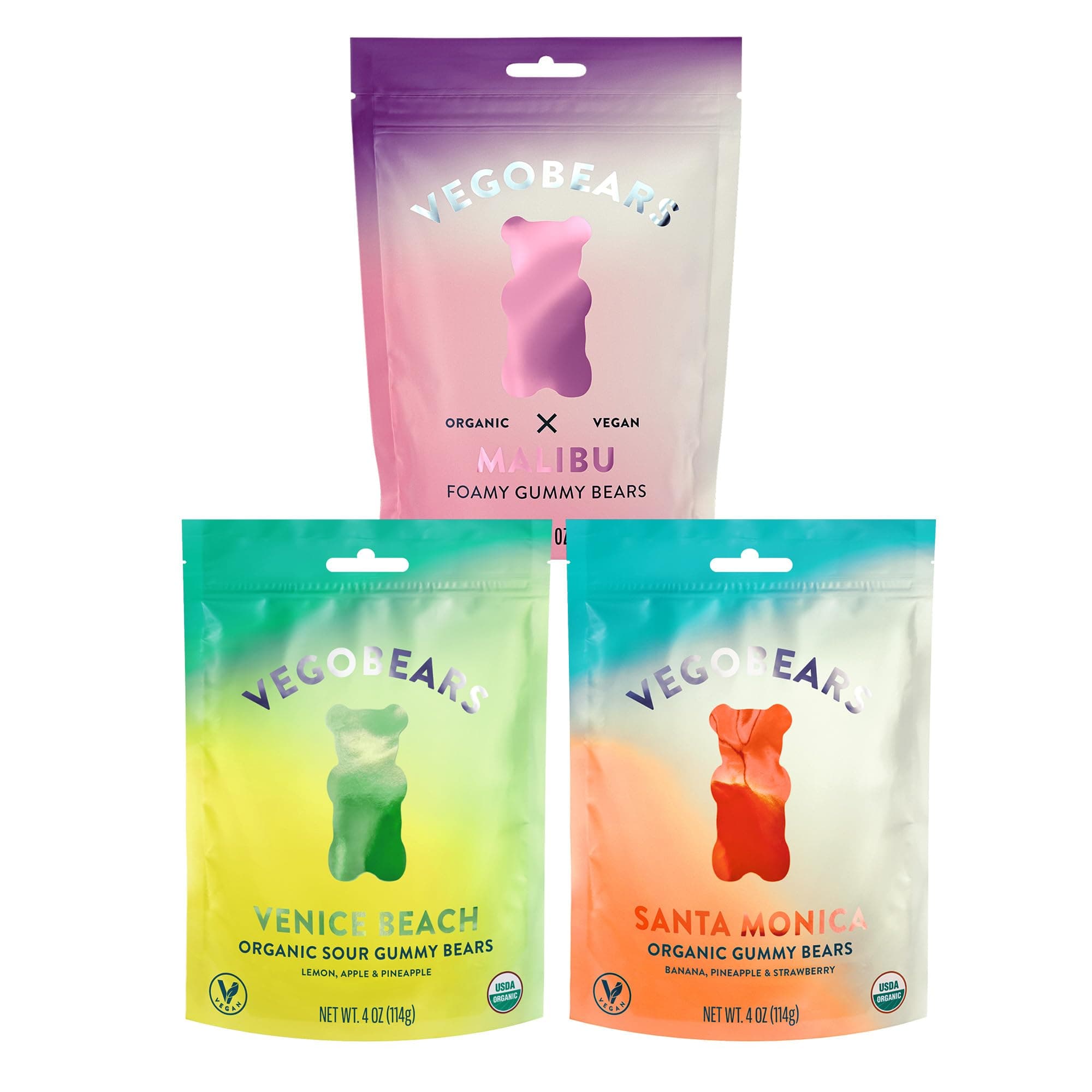 VegoBears Vegan Gummy Bears Variety Pack – Organic Gummy Bears, Vegan Gummies, Organic Candy, Vegan Candy, Gelatin-Free Gummies