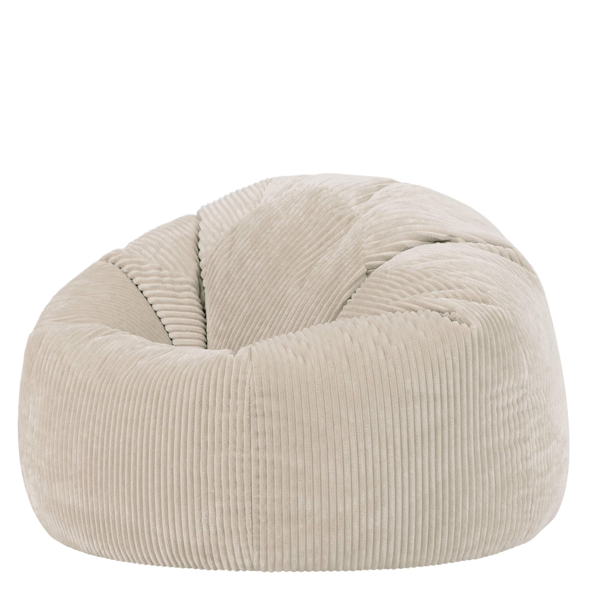 icon Kingston Cord Bean Bag, Beige, Large Adult Bean Bag Chair with Filling Included, Comfy Chair, Living Room Furniture, Bedroom Furniture