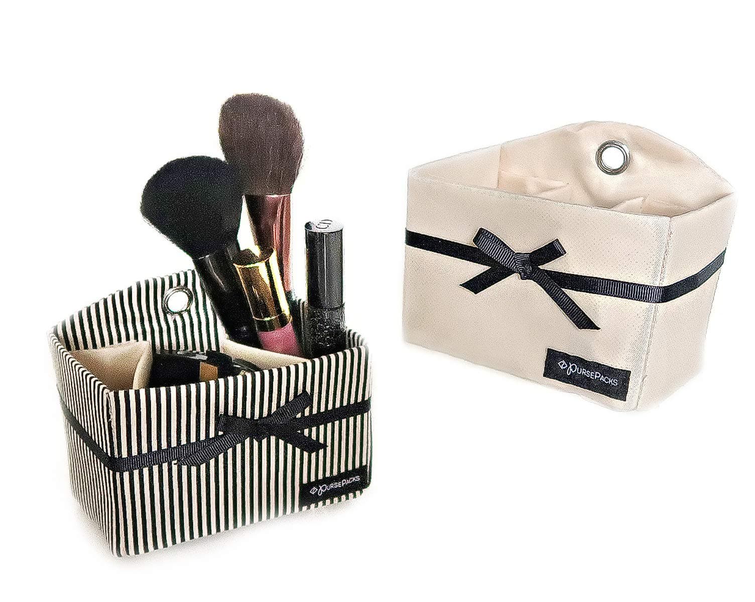 PursePacks Purse Cubes Mini Storage Bin -configurable small organizer (Set of 2) … (Beige)