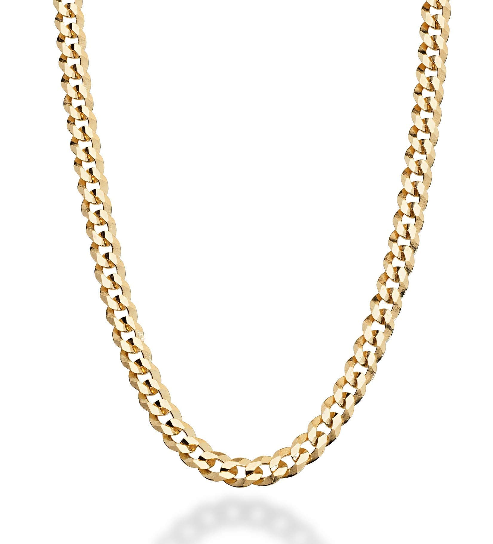 Miabella Solid 18K Gold Over 925 Sterling Silver Italian 5mm Diamond-Cut Cuban Link Curb Chain Necklace for Women Men, Made in Italy