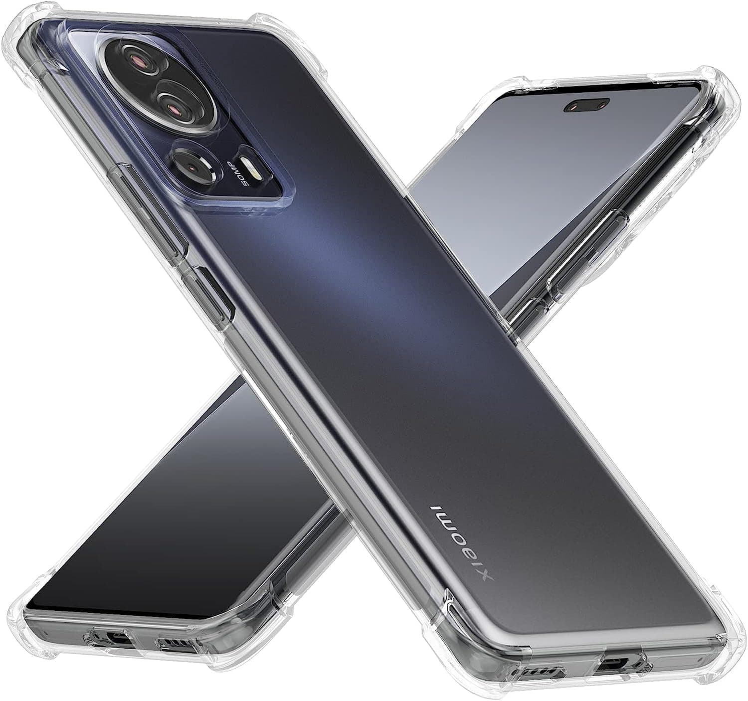 EMODIL Xiaomi 13 Lite/Civi 2 5G Case Cover - Clear Transparent Back, Air Cushion, Soft Silicone, Shockproof, Anti-Scratch Protective Bumper Shell Corner