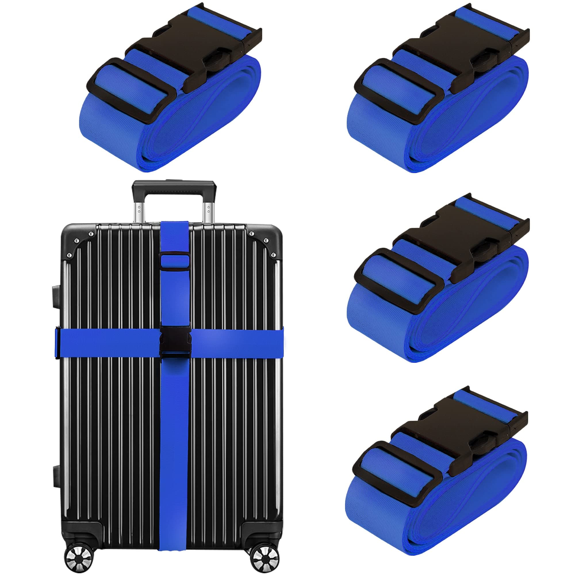 ChelmonLuggage Straps for Suitcases TSA Approved Travel Belt 4 Pack by Chelmon(Blue)