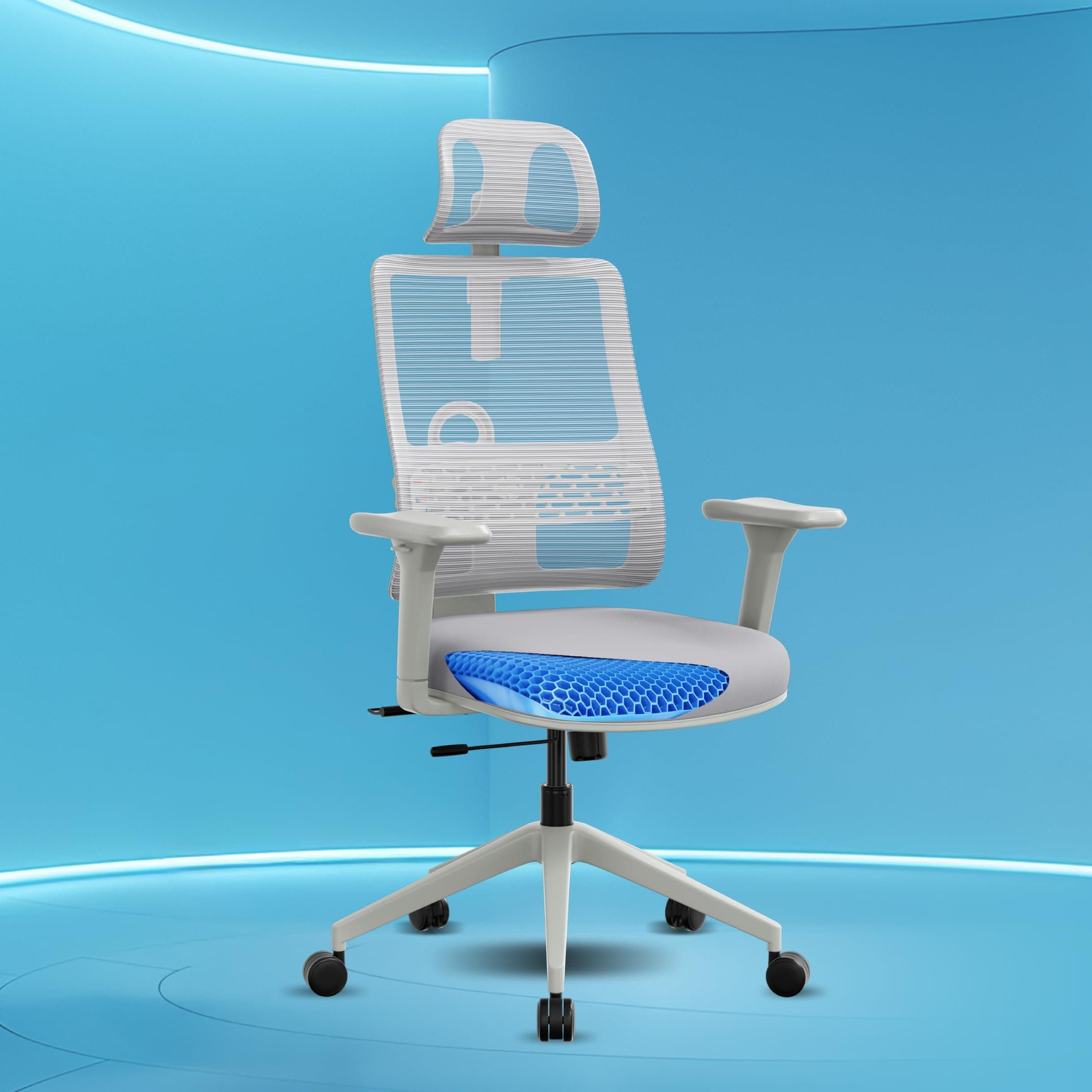 Flex Ergonomic Chair for Long Sitting Hours | Patented iAdapt Lumbar Support | SmartGRID Technology | Adjustable armrests and headrest | Office and Home | Free Installation | Grey