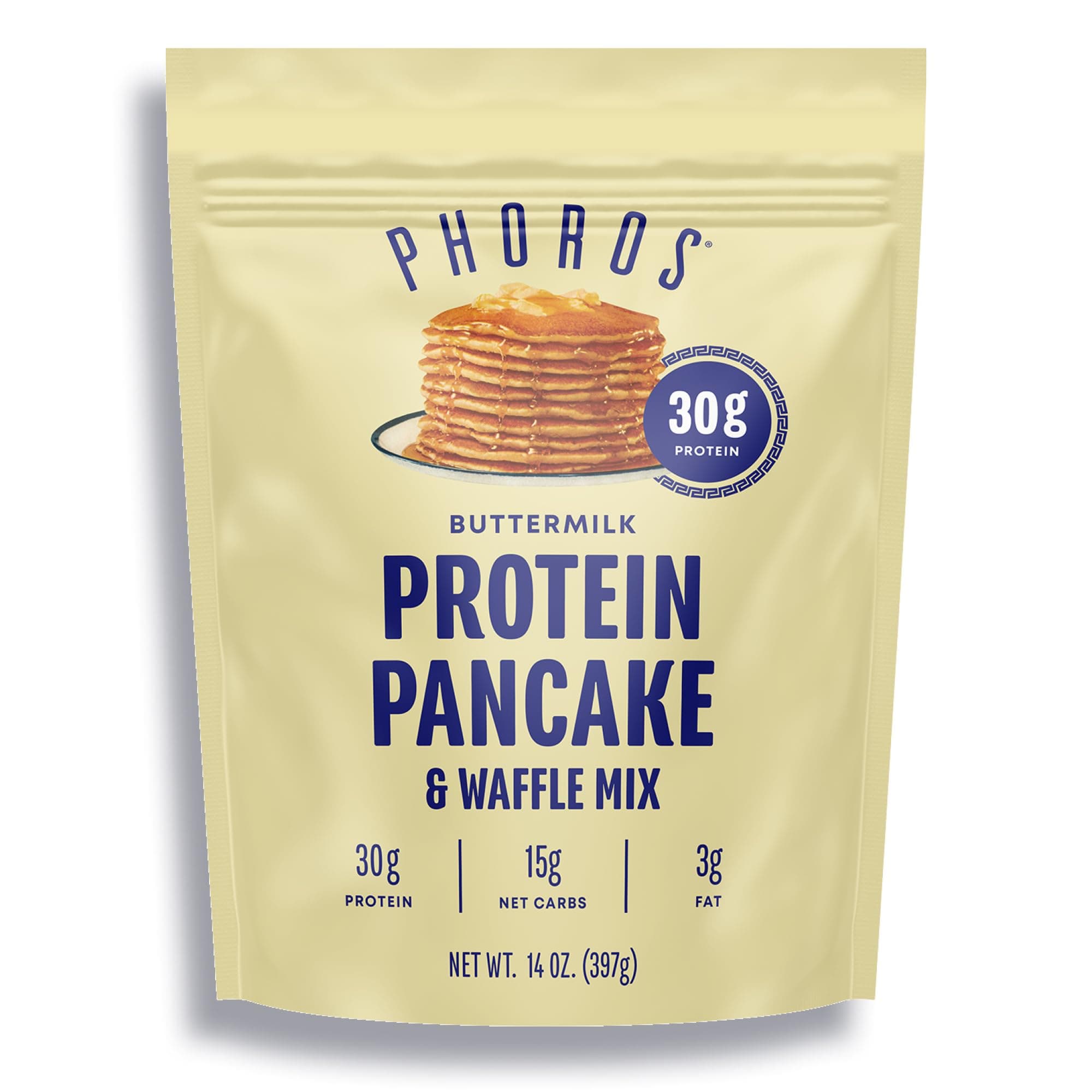 Phoros Nutrition Protein Pancake Mix & Waffle , 30G Of Protein, Low Carb, High Keto-Friendly, Whey Whole Grain Oats, Wheat Pancakes, Just Add Water (Buttermilk)