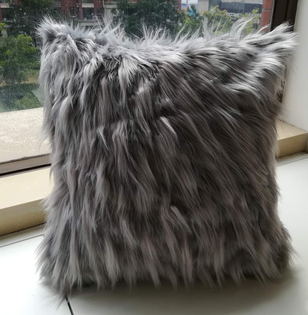 Euphoney Home Decorative Plush Throw Pillow,Fur Cushion Cover 18 x 18inch 45cm x 45cm, Square Pillow Cover for Living Room,Bedroom, Car,Couch, Bed,Sofa,Chair,Fashion Design (18x18inch(45x45cm), Grey)
