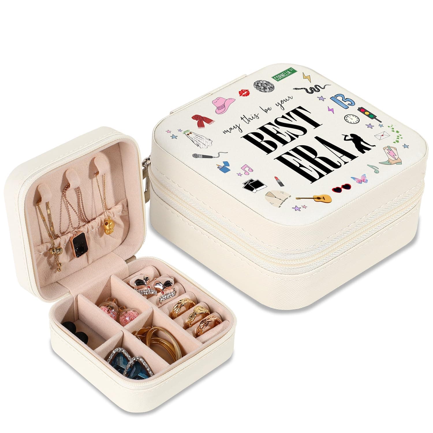 Jewelry Box, Small Jewelry Case for Taylor Fans, Taylor Gifts Merch, Portable Jewelry Case with Best Era for Bracelet, Necklace, Ring, Earring Organizer Holder Storage Boxes
