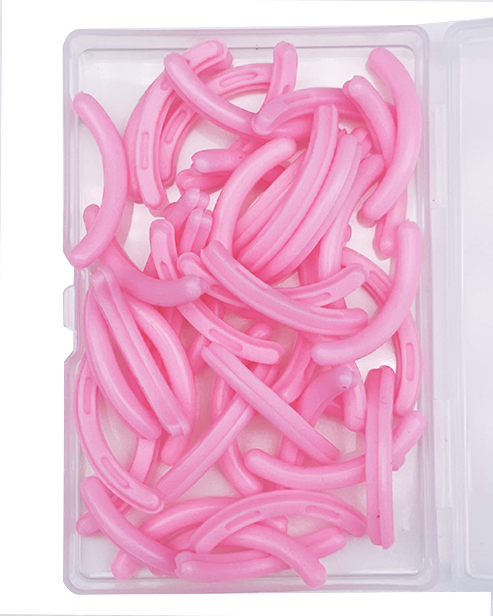 80 pcs Eyelash Curler Refills, Eyelash Curler Pads, Silicone Rubber Universal Eye lash Curler Replacement Refills with Clear Storage Box (Pink)