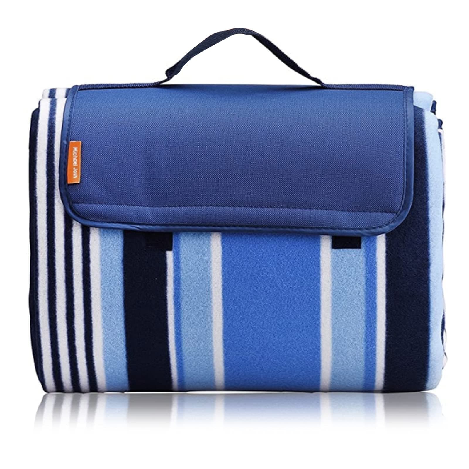 Michael Josh Large Outdoor Picnic Blanket, Water-Resistant Handy Mat Tote, Soft Fleece Material Camping Tote Mat Great for Beach Camping Travelling on Grass Sandproof (Blue, 59" X 53")