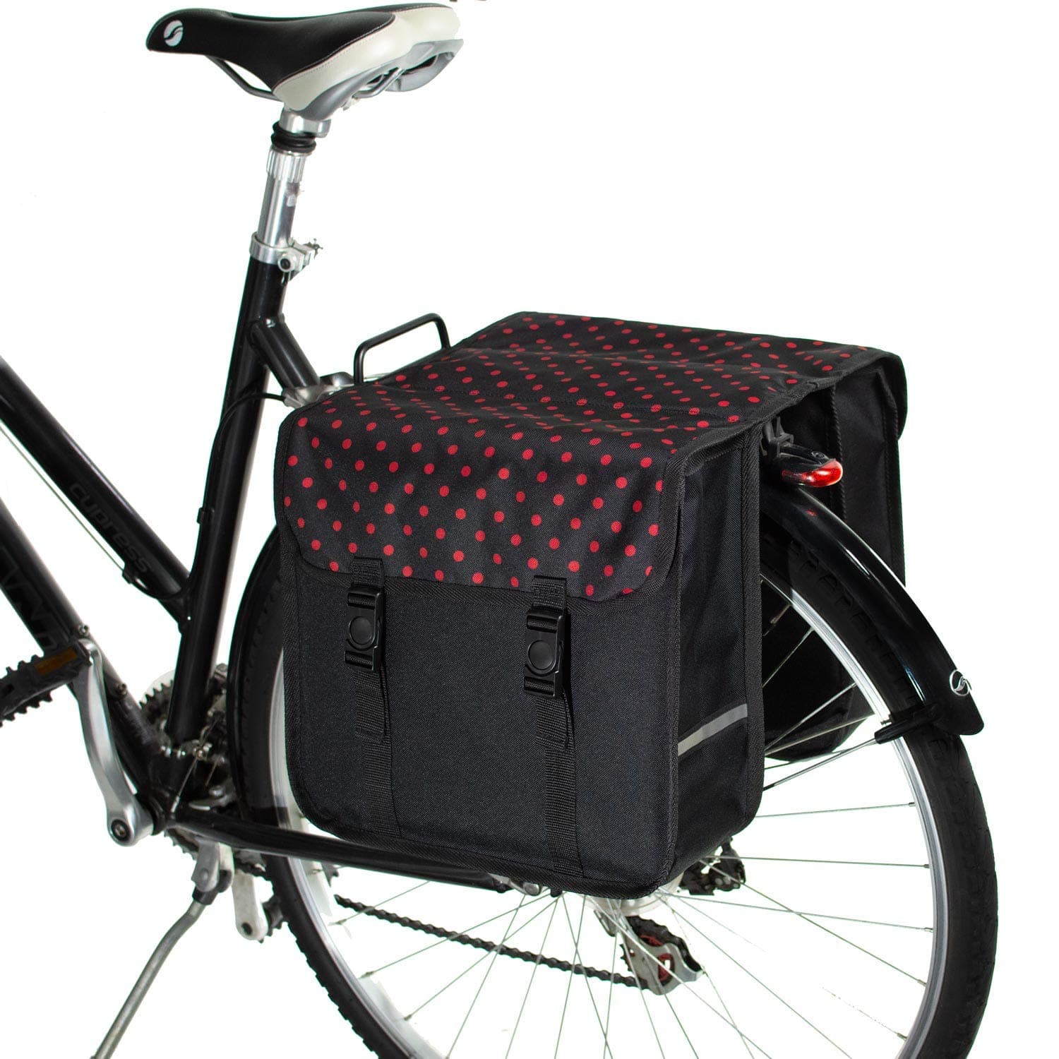 BikyBag Classic - Bicycle Double Panniers Fashion Bicycle Cycle Bike Bag Women's - Mens (Red Polka Dots)