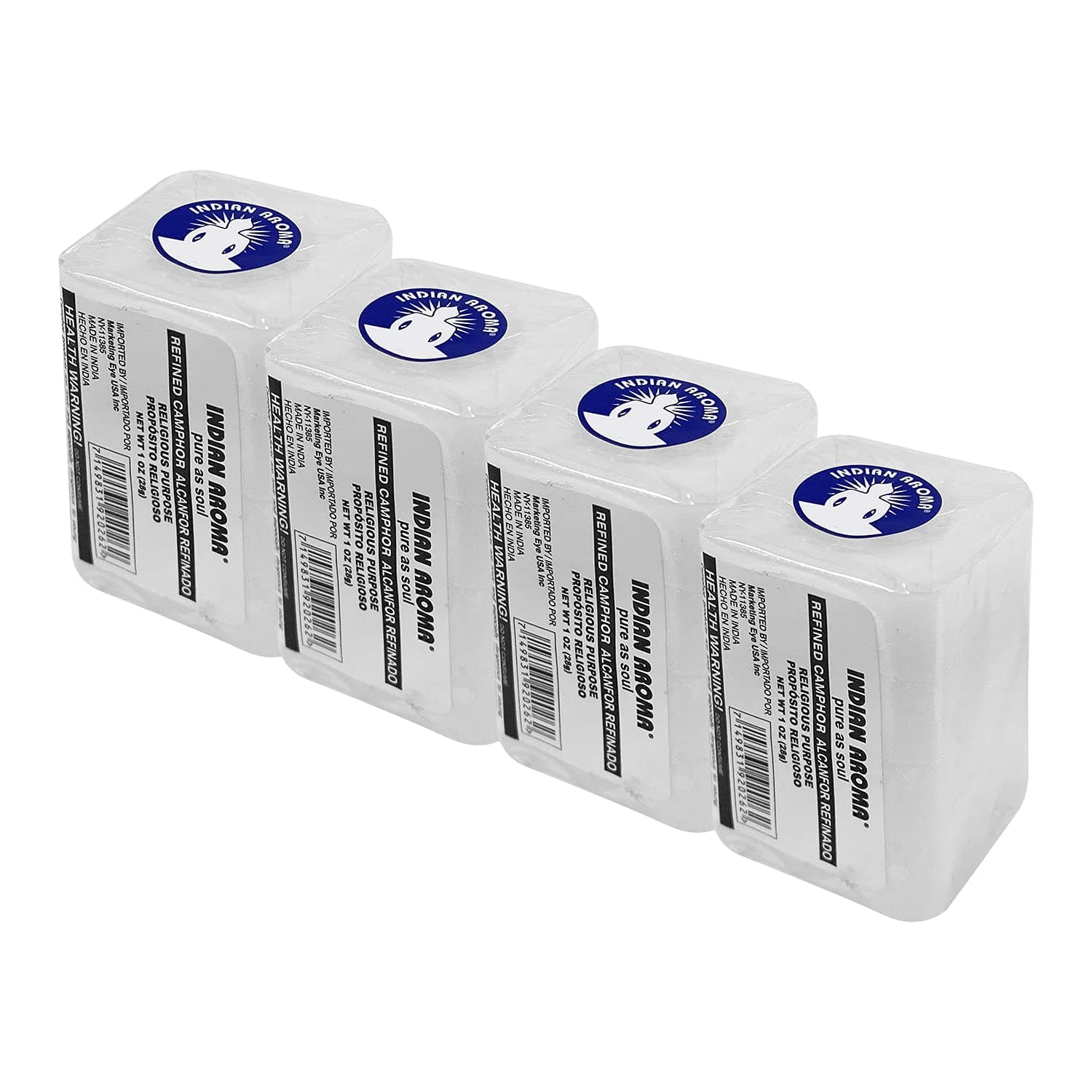 Box of Premium Quality Refined Camphor Blocks for Aromatherapy, Odor Eliminator, Puja, Alcanfor (114 Grams)