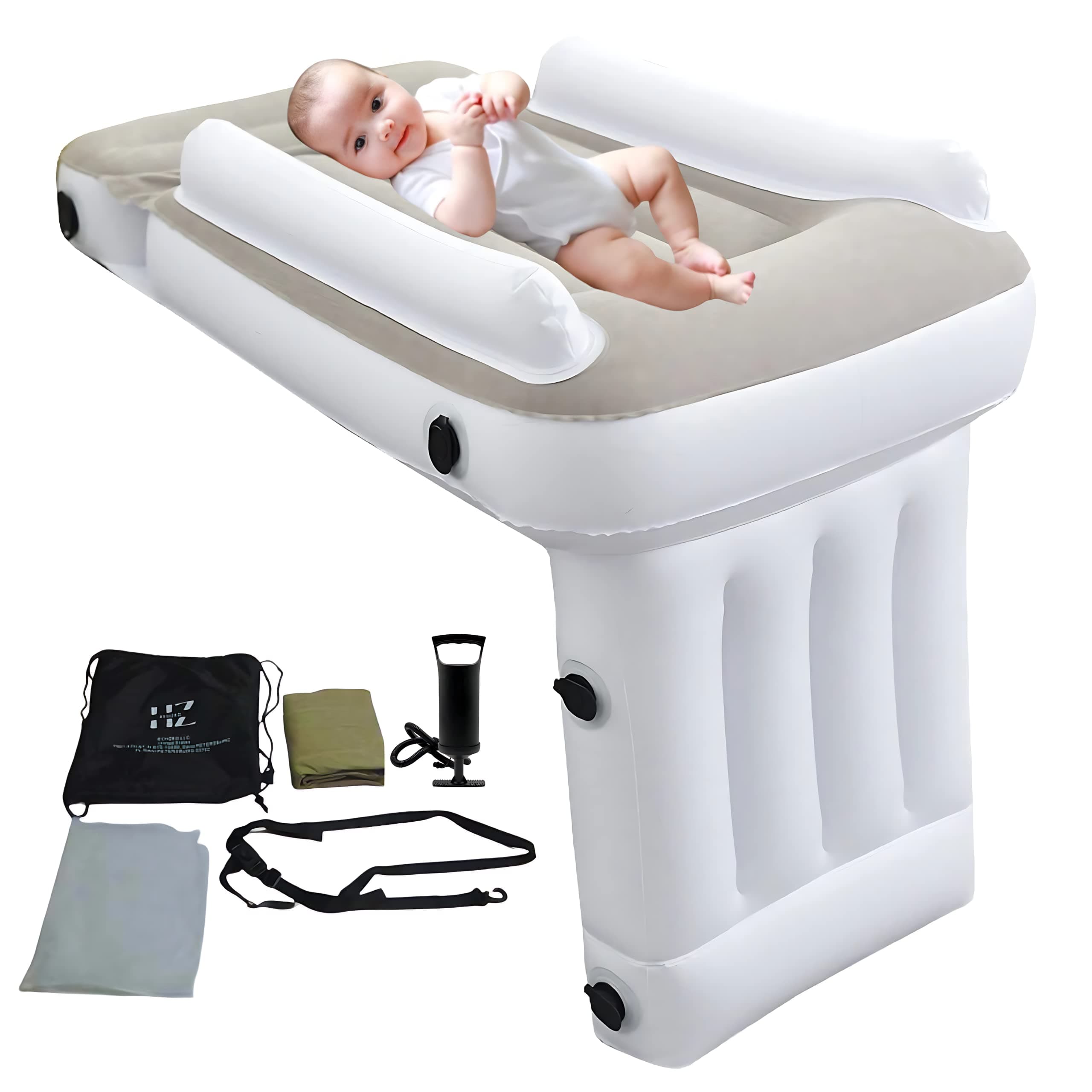Inflatable Airplane Bed for Kids, Baby - Infant - Toddler Travel Bed with Hand Pump