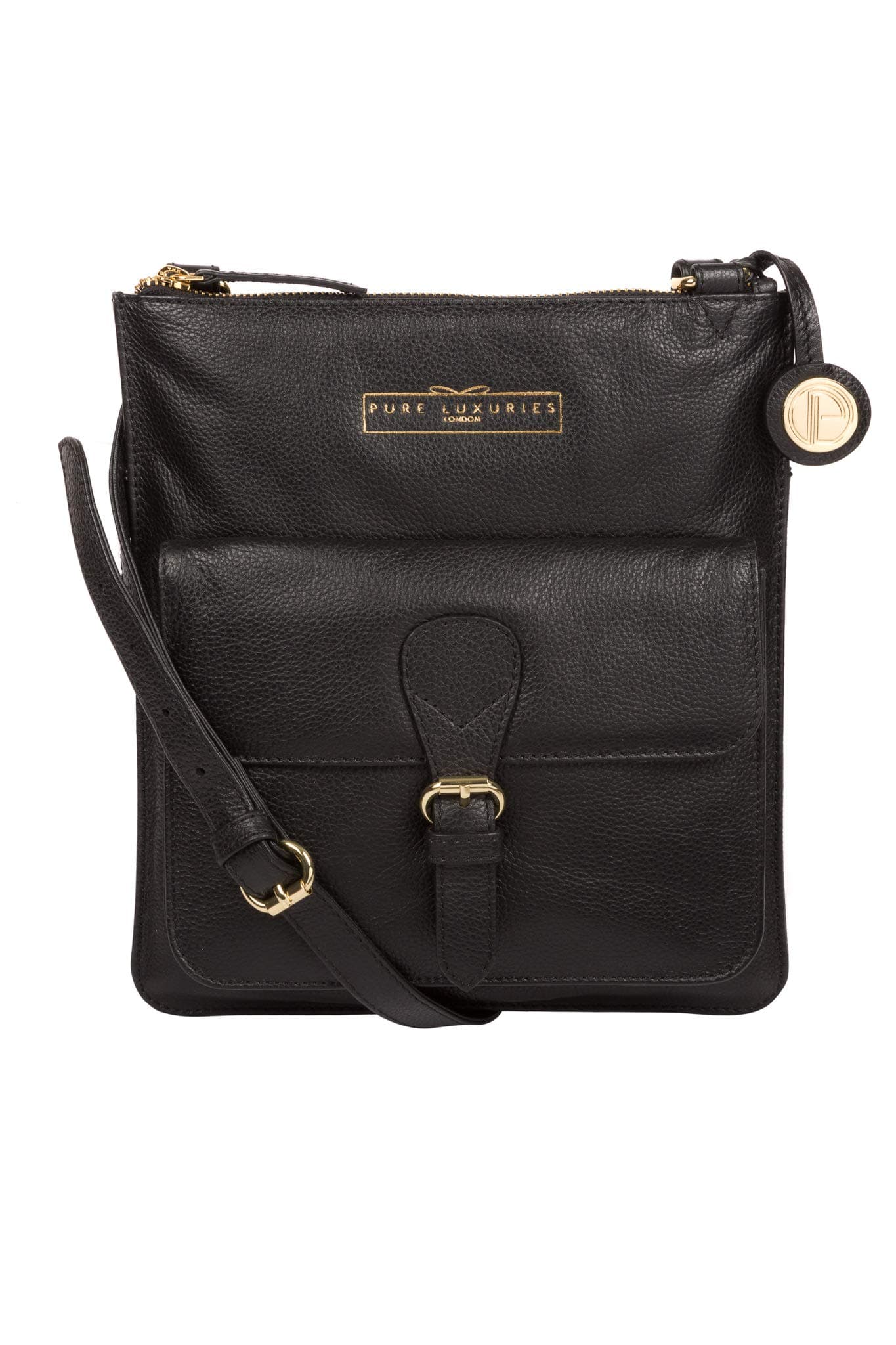 PURE LUXURIES LONDON Women Black Solid Genuine Leather Kenley Sling Bag