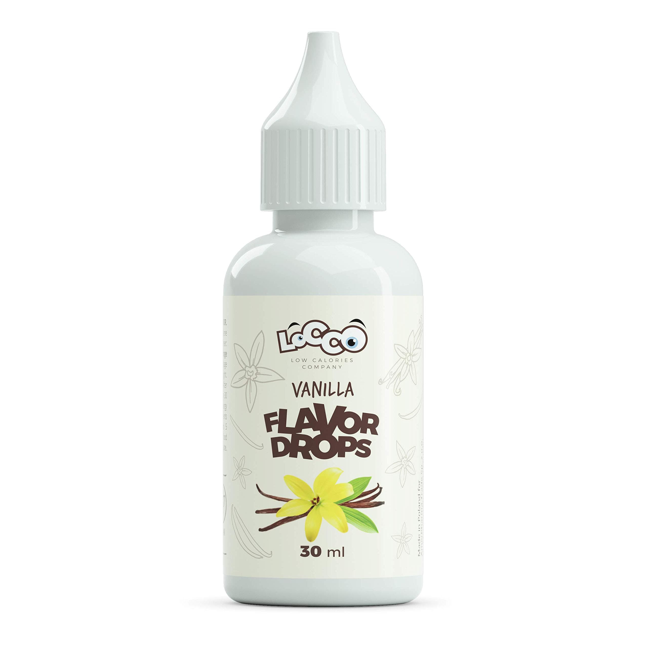 LoCCo Low Calorie Vanilla Flavor Drops 30ml; Slimming Food for Diabetics on Keto Paleo Dukan Diet