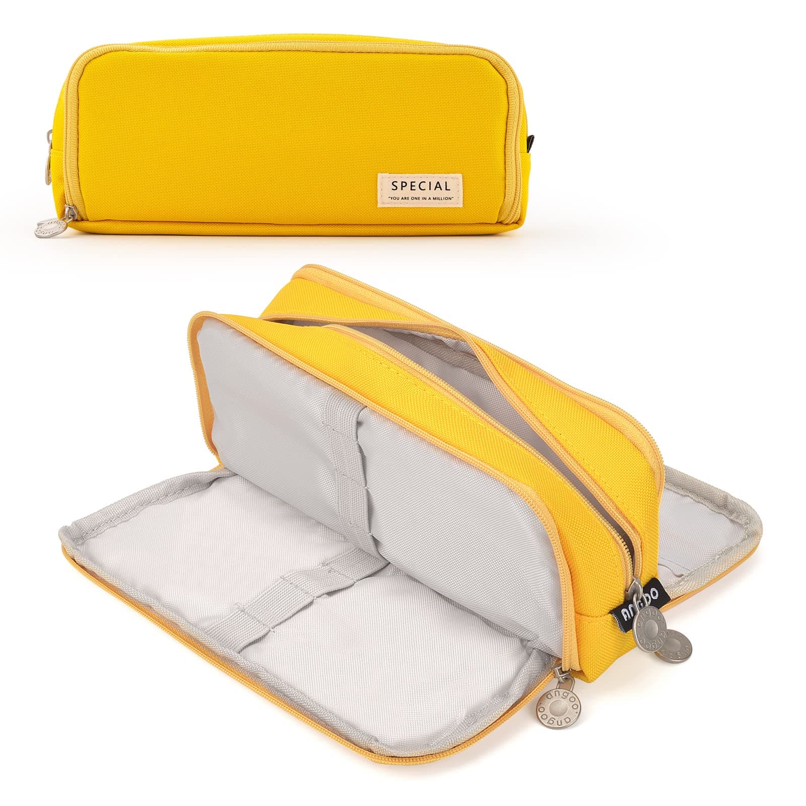 MaomaoyuPencil Case, Large Capacity with 3 Compartments, Pencil Case for Kids, Gifts for Girls and Boys, Holiday for Elementary Students, Pencil Case for Birthday Gifts, Yellow