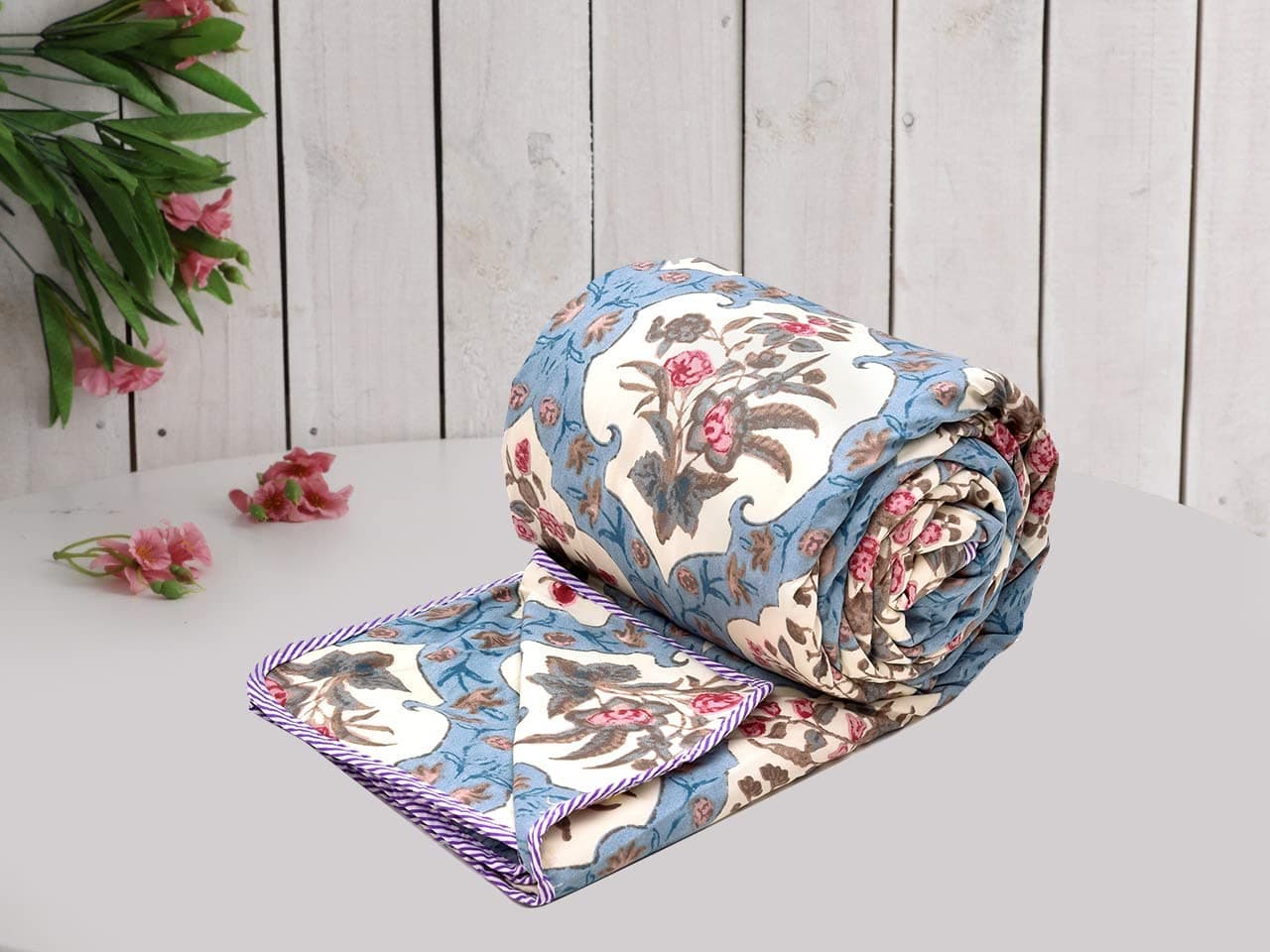 COZY FURNISH Super Soft Brushed Microfiber Cotton 2 Layer Breathable Single Dohar Throw Blanket, Blue, 57X87(Inches) 144X220(CM) 144X220(CM) 4.75X7.25 (Feet), TC - 144