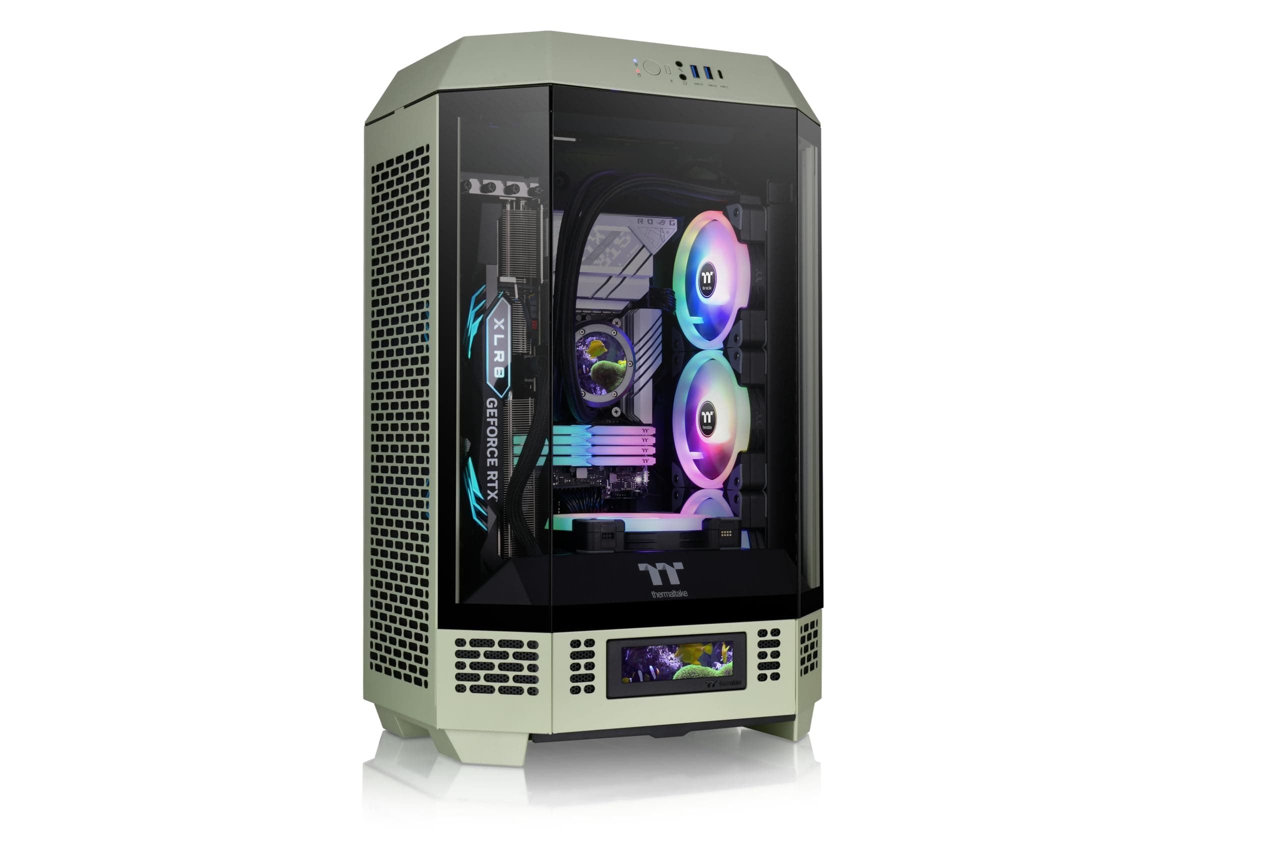 Thermaltake Tower 300 Matcha Green Micro-ATX Case; 2x140mm CT Fan Included; Support Up to 420mm Radiator; Optional Chassis Stand Kit Allows Horizontal Display; CA-1Y4-00SEWN-00; 3 Year Warranty