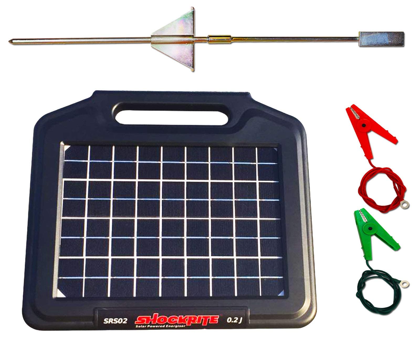 ShockRiteElectric Fence Energiser Solar SRS02 0.2 Joule Earth Stake & Cables 2 Year Warranty - MADE IN UK