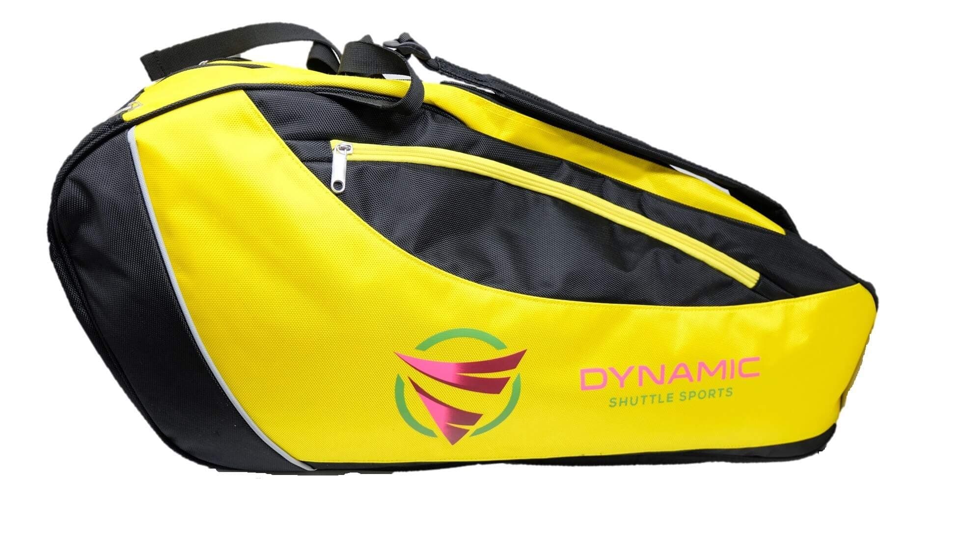 Premium Quality Badminton Racket Bag, Tennis Racket Bag, with Handles and Shoulder Straps, Large Volume, 5 Compartments, Carry at Least 9+ Rackets (Yellow)…