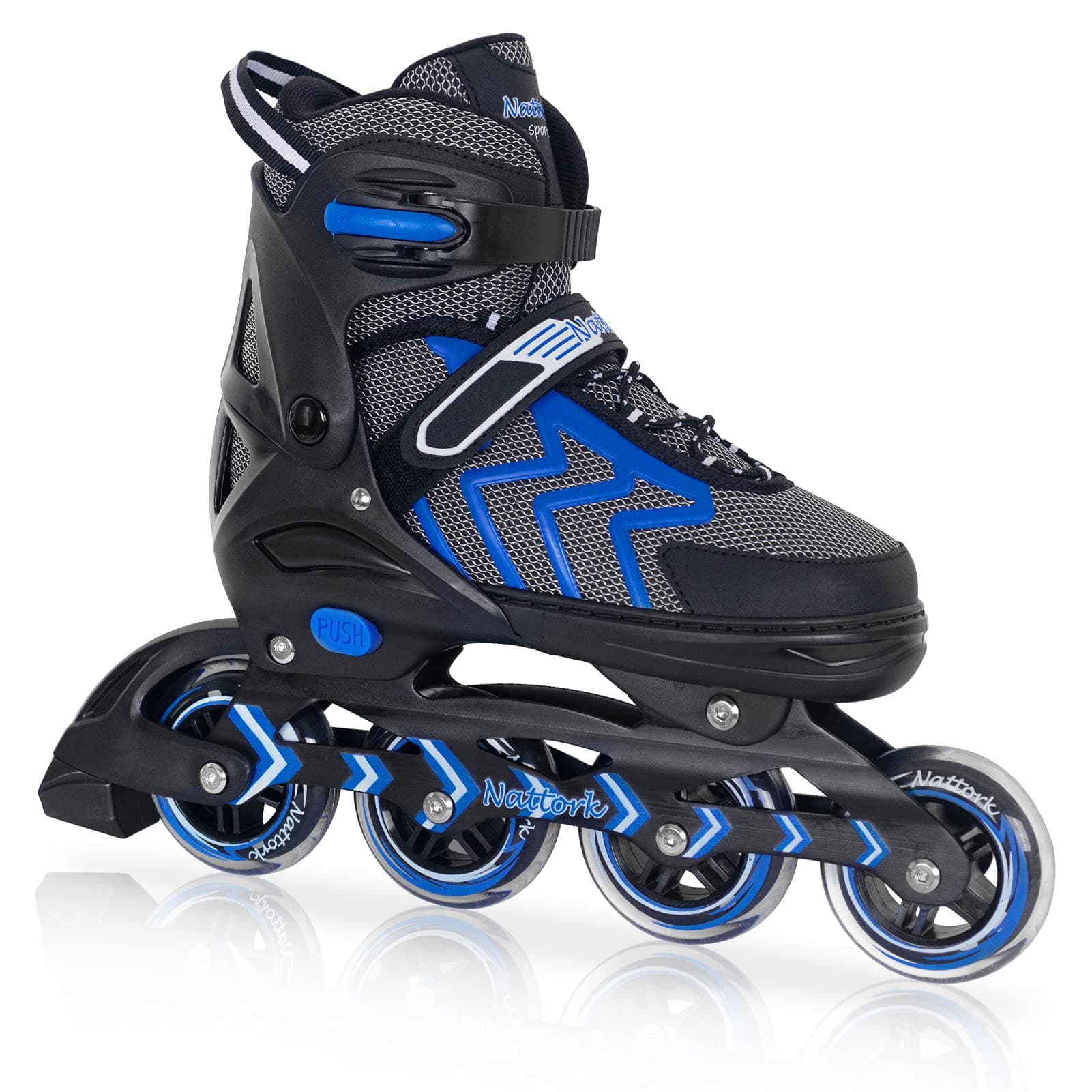 Nattork Adjustable Inline Skates for Adults and Teens, Outdoor & Indoor Blades Roller Skates for Boys, Beginners
