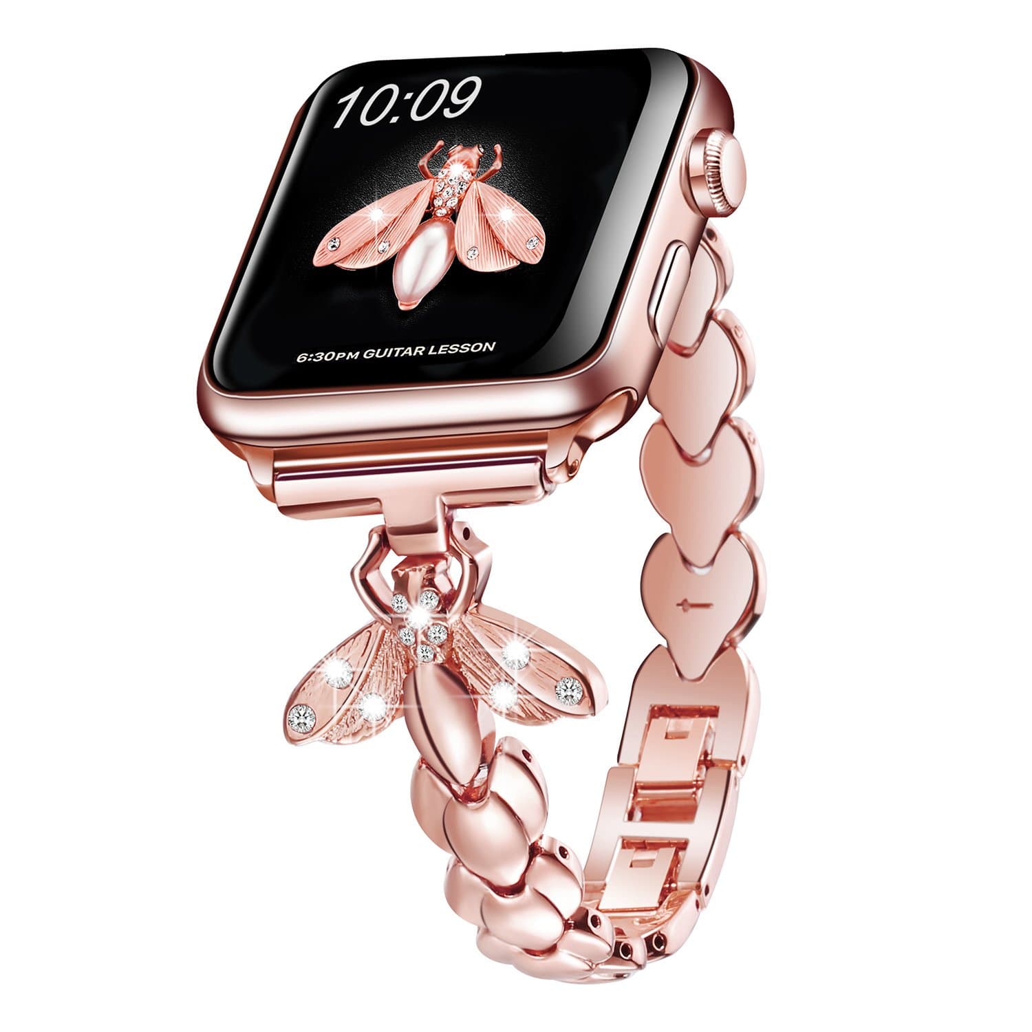 SaNgaiMEiBling Band Compatible with Apple Watch Band 45mm 44mm 42mm 41mm 40mm 38mm, Stainless Steel Women Sparkle Diamond Rhinestone Wristband Strap for iWatch Series 9/8/7/6/5/4/3/2/1/SE