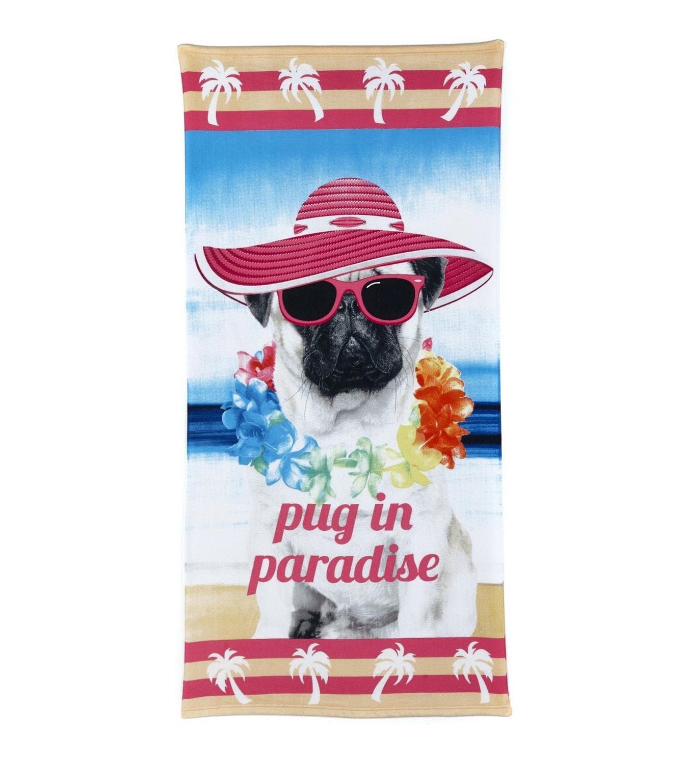 Pug Pink Beach Towel