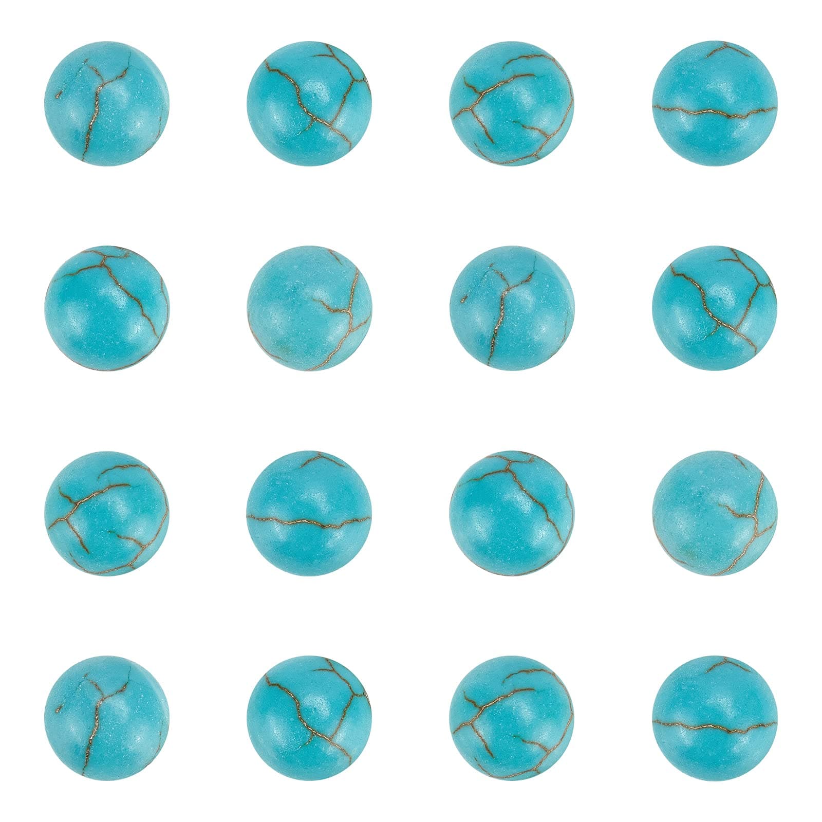 arricraft 100PCS Natural Stone Beads 6mm Turquoise Round Gemstone Loose Beads Flat Back Stone Cabochons Craft Findings for DIY Jewelry Making-Half Round