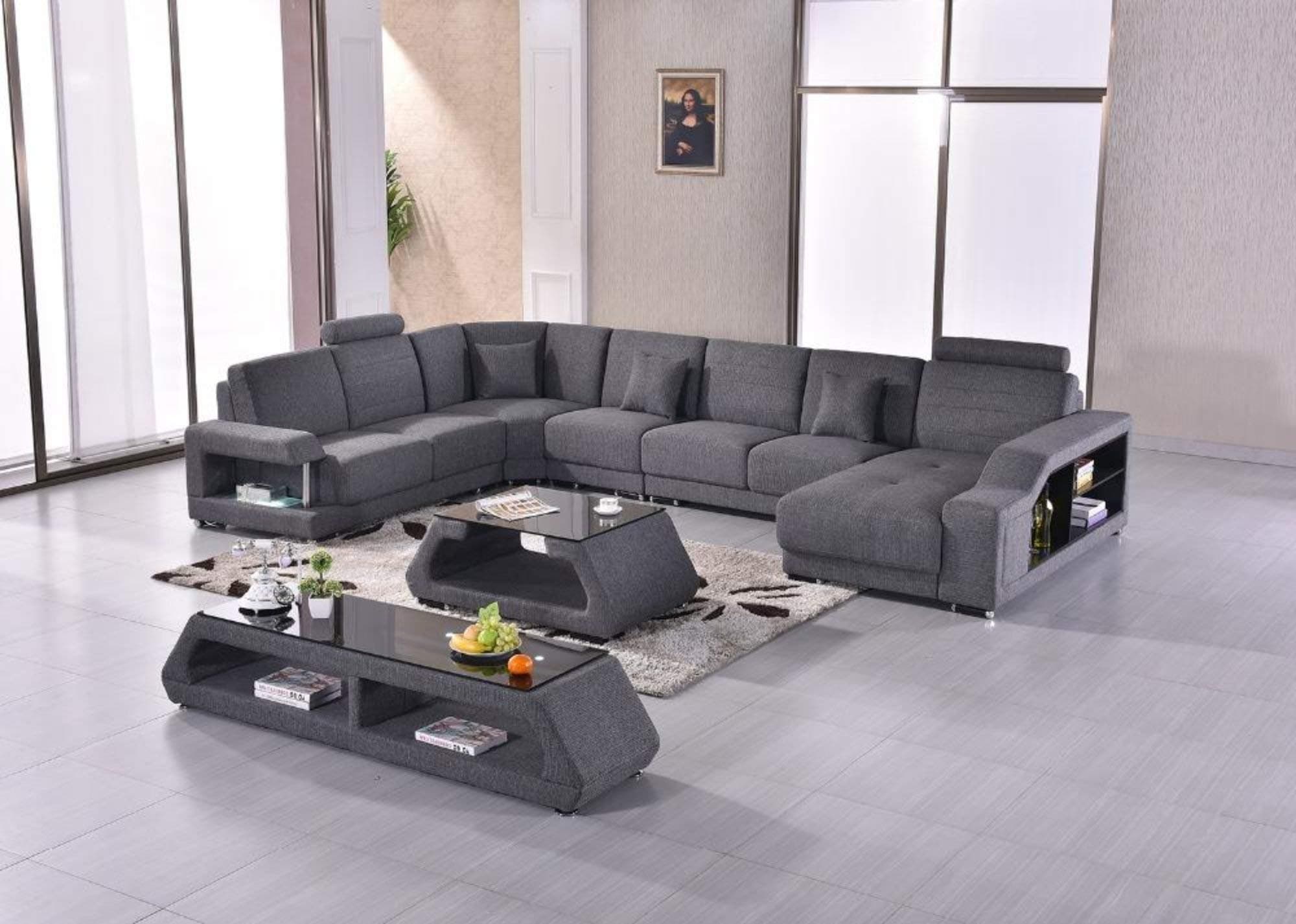 My Aashis Fabric Modern Sofa Set Armchair Sectional Sofa U Shape Living Room