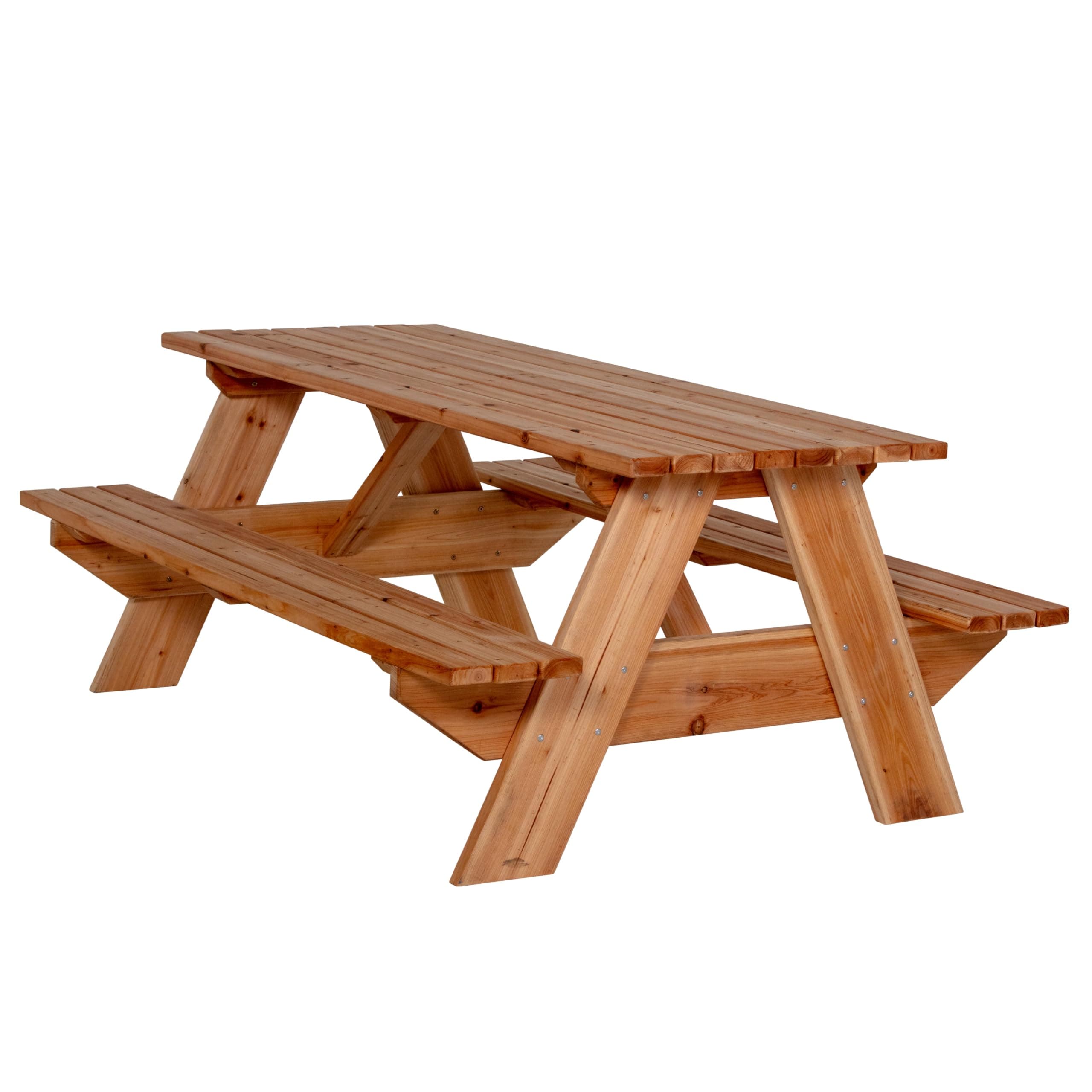 Jack and June Premium Cedar Wood Rectangular Picnic Table Easy Assembly Rounded Corners Comfortable for Kids and Adults