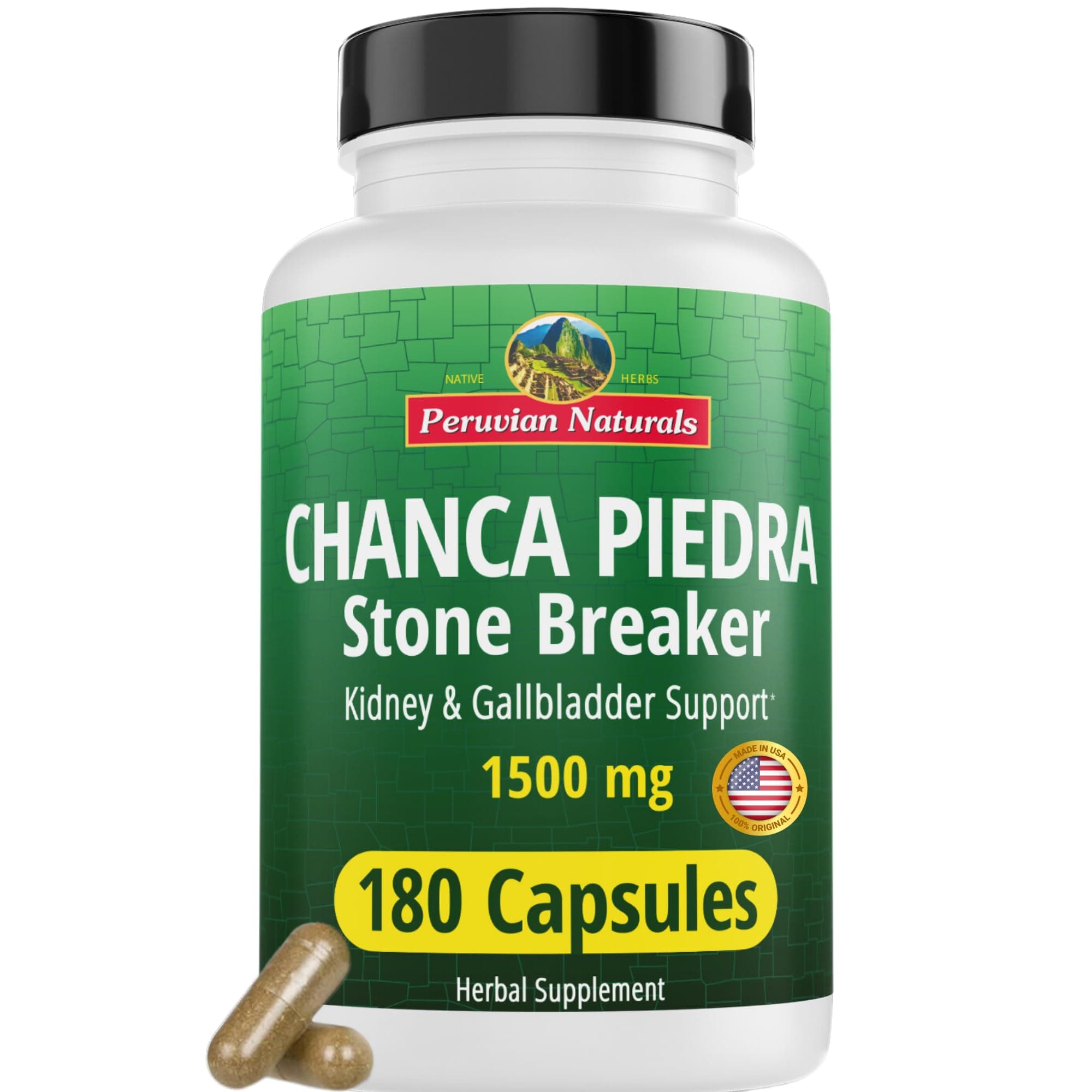 Chanca Piedra Stone Breaker 180 Capsules - Kidney Stone Dissolver & Gallbladder - 1500mg per Serving - Chancapiedra Stonebreaker for Bladder Cleanse & Urinary Tract - Vegan, Non GMO