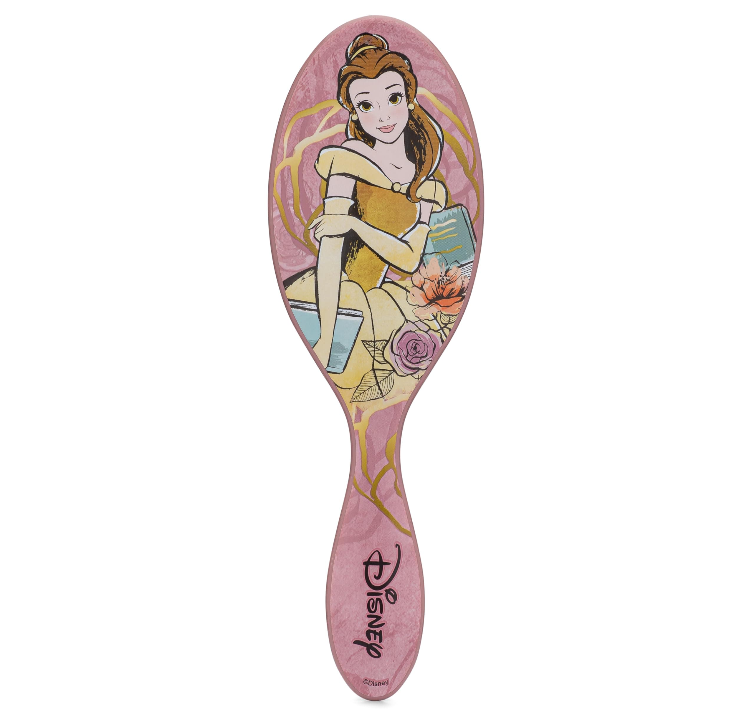 Disney Original Hair Detangler, Belle (Elegant Princess), Ultra-Soft IntelliFlex Bristles, Detangling Brush Glides Through Tangles (Wet Dry & Damaged Hair), Women & Men