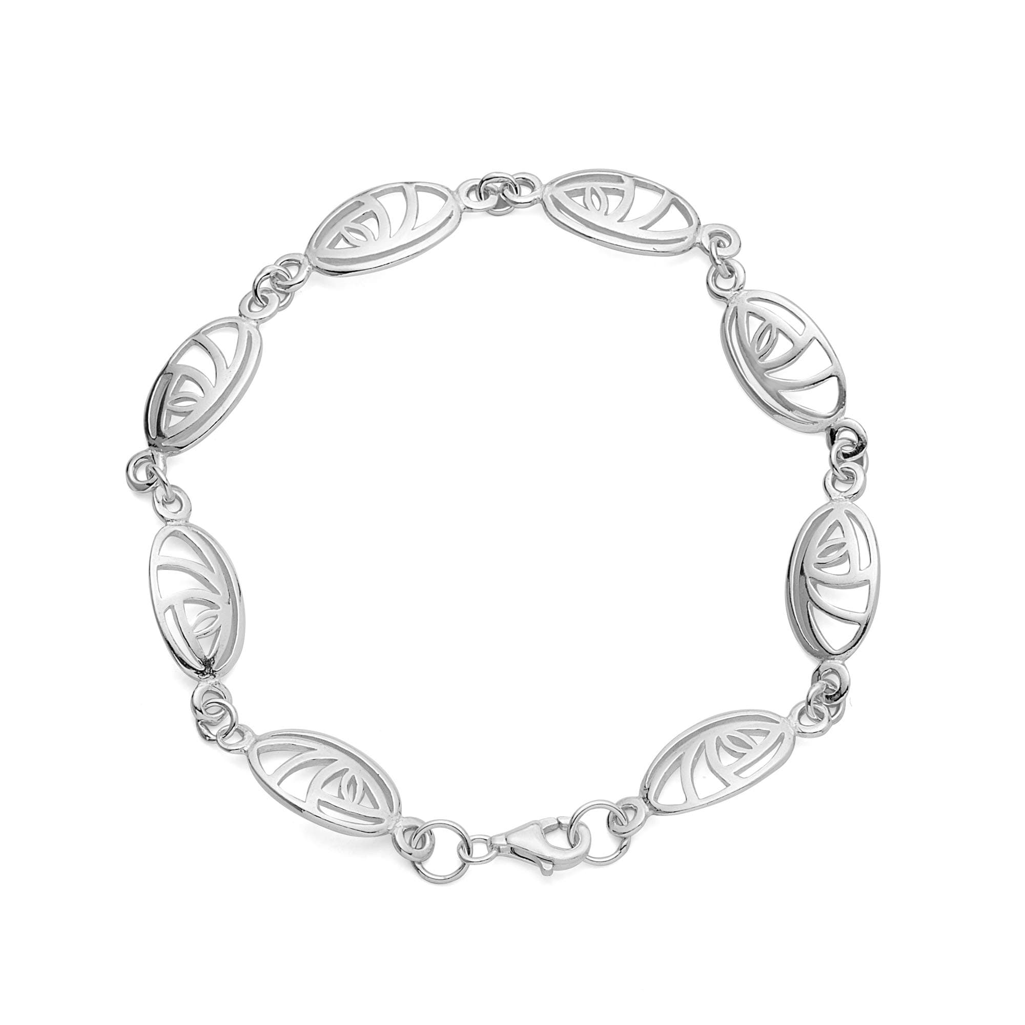 Alexander Castle 925 Sterling Silver Bracelet for Women Charles Rennie Mackintosh Jewellery with Jewellery Gift Box - 7.5 Inches