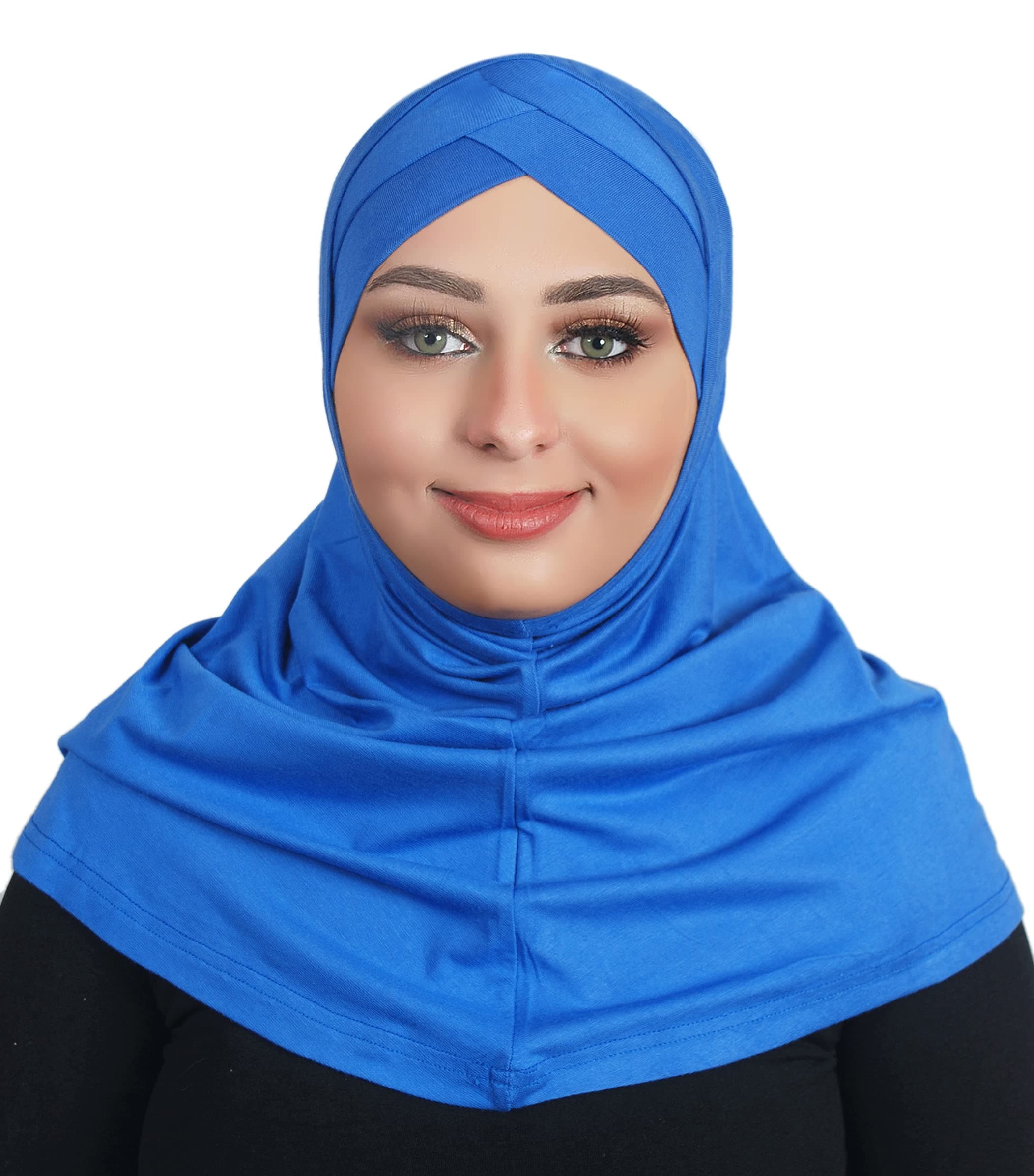 Al Amira Beautiful double cross cotton hijab scarf Islamic women fancy hijab 2T101 (Royal Blue)