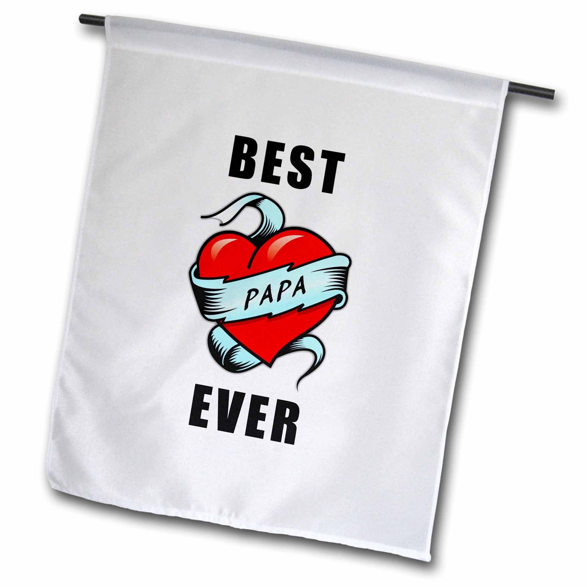 3dRose Carsten Reisinger - Illustrations - Best. Papa. Ever. Tattoo Heart Design - 12 x 18 inch Garden Flag (fl_238605_1)