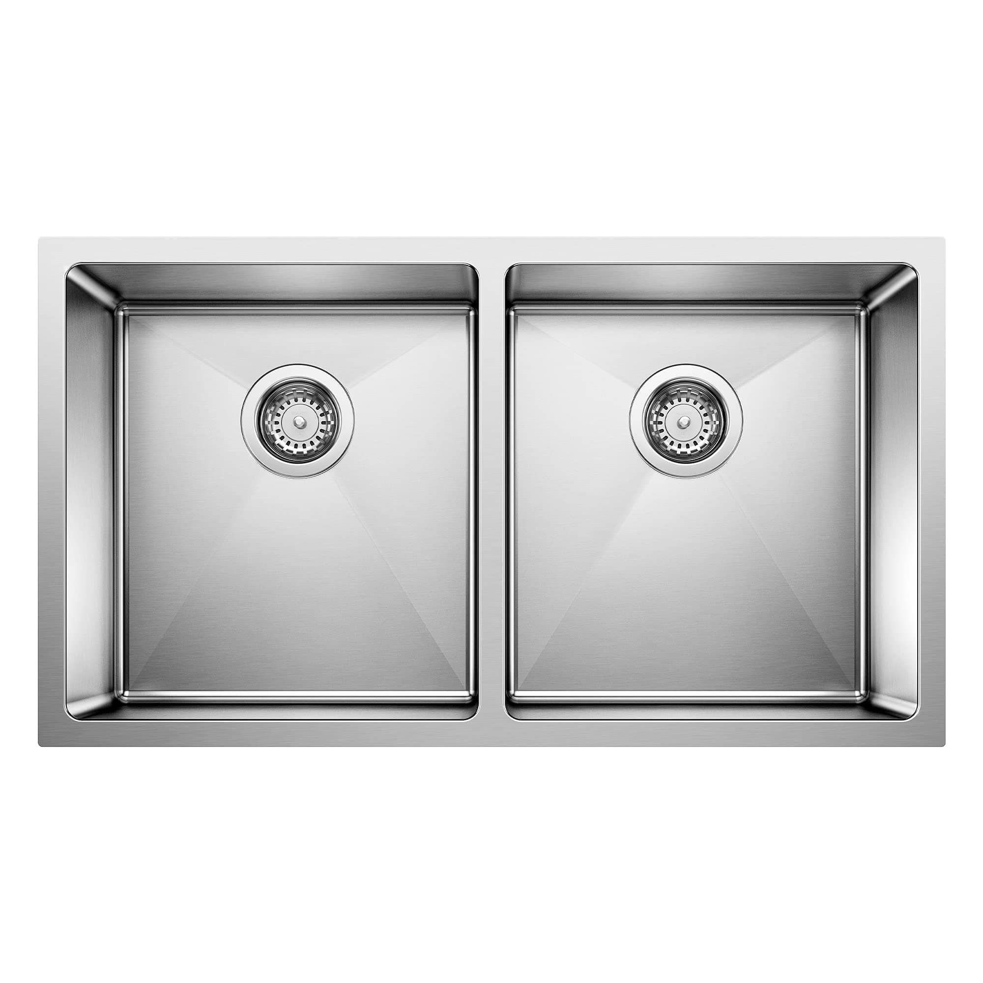 443149 Quatrus R15 50/50 Double Bowl Undermount Stainless Steel Kitchen Sink, 32" L X 18" W