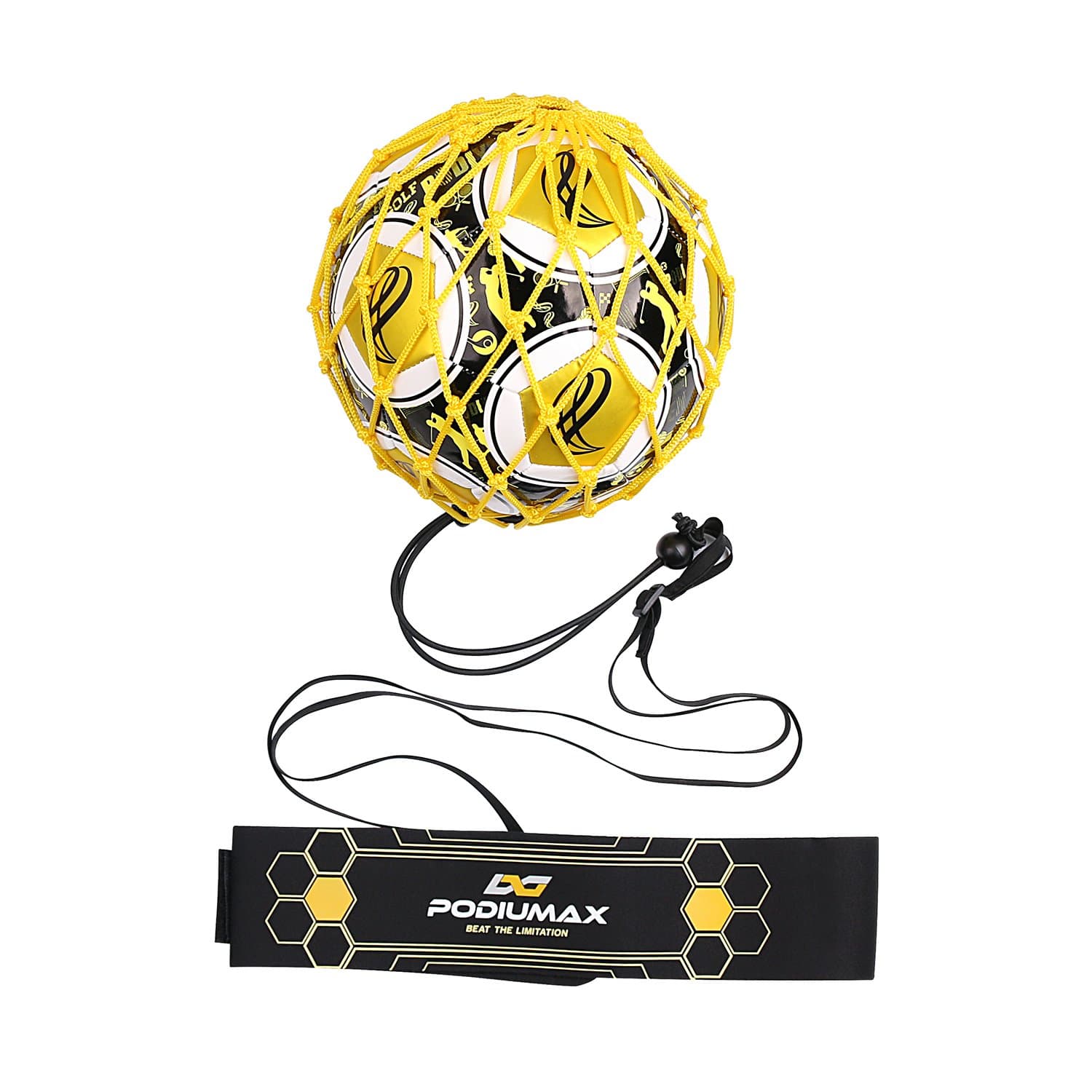 PodiuMax Solo Football Kick Trainer, Hands-Free Training Aid with Adjustable Belt, Solo Practice for Kids and Adults, fits Ball Size 3/4/5