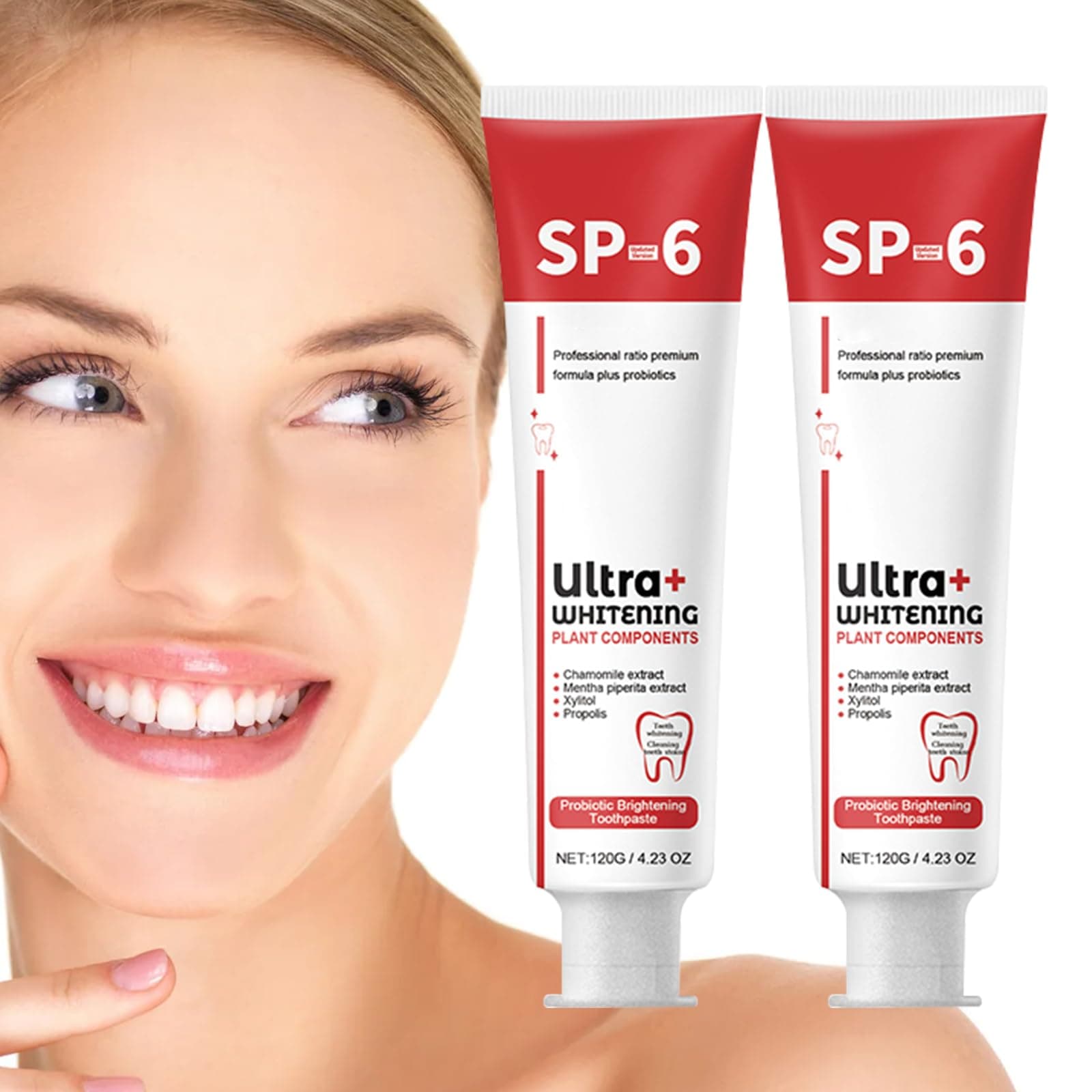 Sp-6 Ultra Whitening, Sp 6 Toothpaste 2pcs,probiotics whitening Toothpaste,Deep Cleaning Care Toothpaste,Fresh Breath Toothpaste Brightening & Stain Removing Toothpaste240g