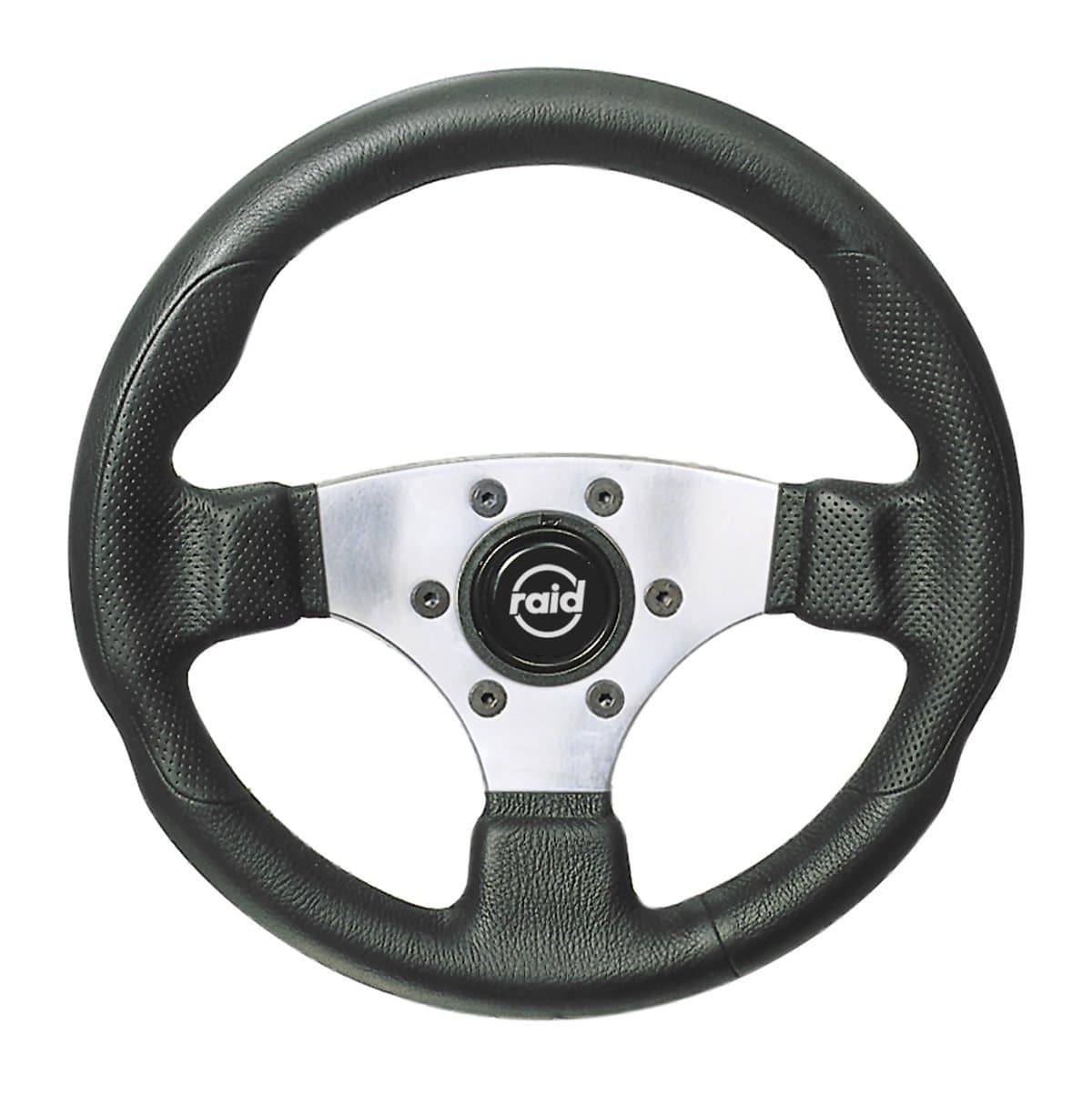 Raid 44305 17 hp Sport Sports Steering Wheel 300 mm Black with Silver Spokes and Perforated Grip Area with ABE TÜV-Approved