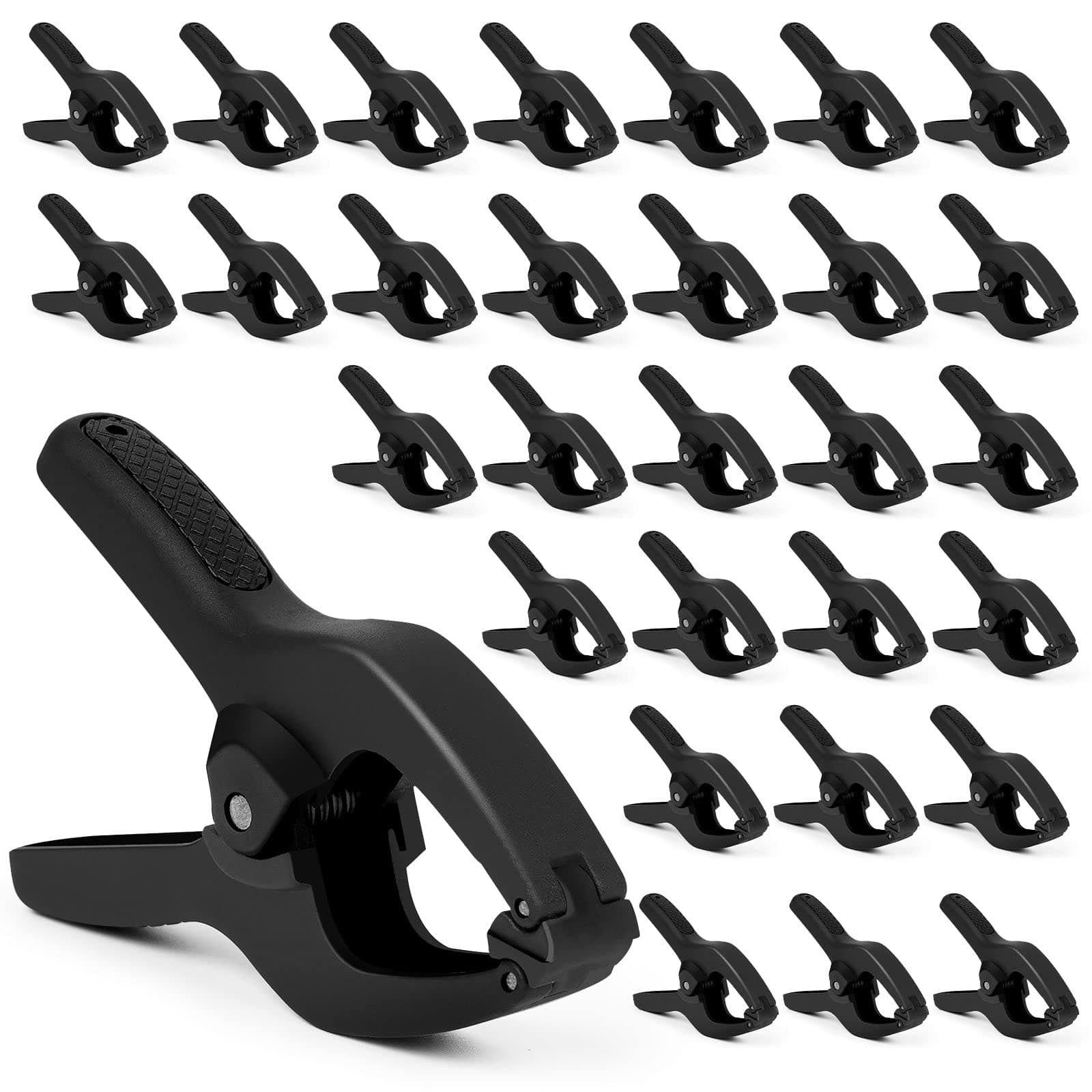 Small Spring Clamps 3.5 inch 30 Pack,Plastic Mini Clips,Heavy Duty for crafts,Woodworking,Backdrop & Photography Studios(Black)