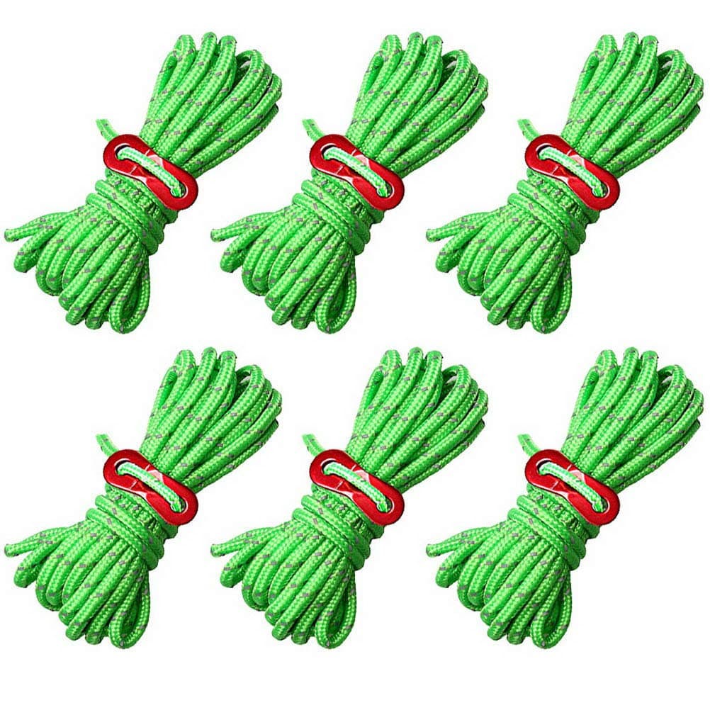 nuosen Guy Ropes, 12 Pack 4mm Tent Guy Line 13 Feet Reflective Cord Guy Line Tent Guide Rope for Awning Camping