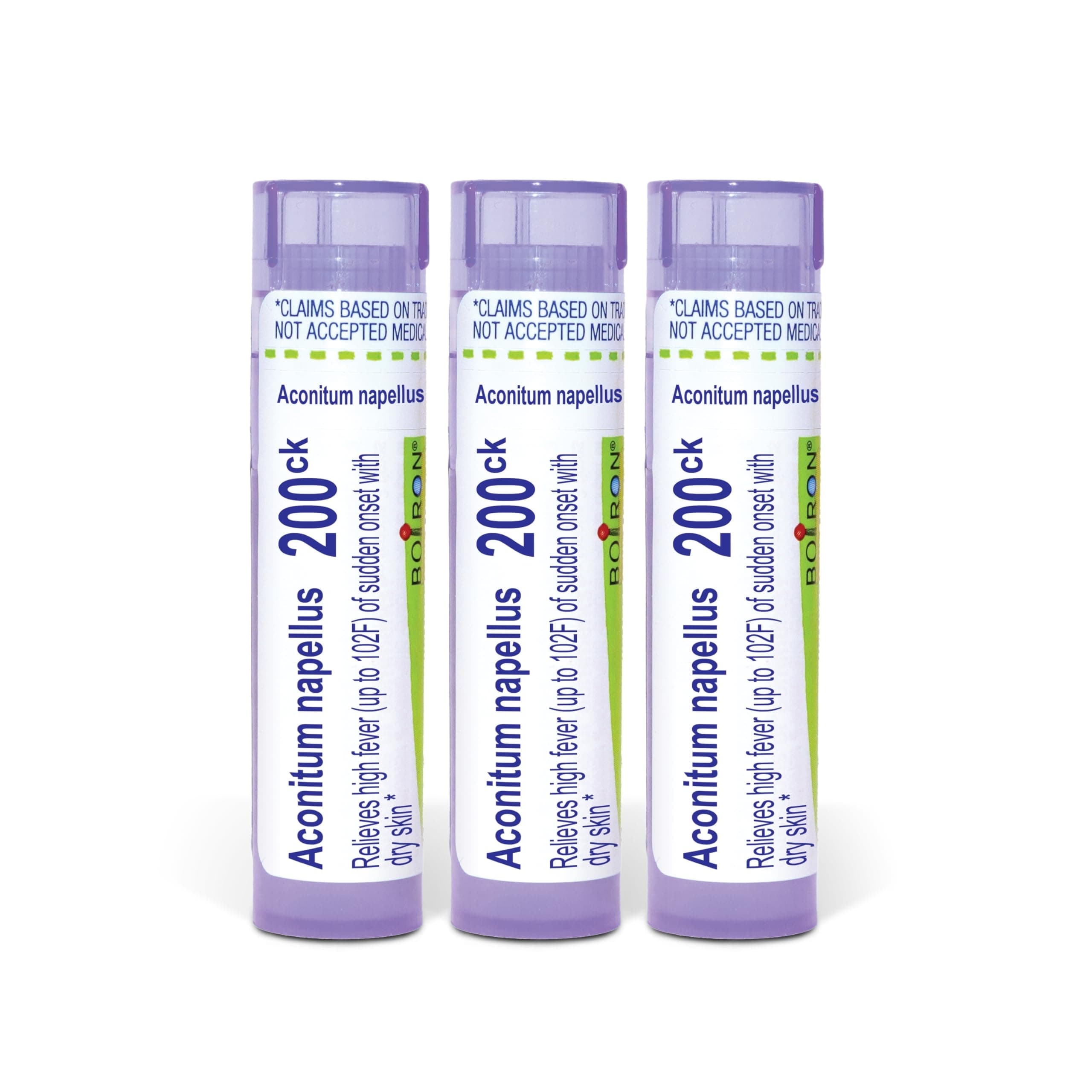 Boiron Aconitum Napellus 200ck Homeopathic Medicine for High Fever - Pack of 3 (240 Pellets)