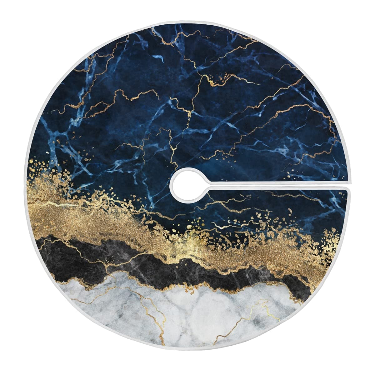 ALAZA Navy Blue Marble Tree Skirt Ornament 48inch Diameter Christmas Decoration New Year Party Supply(6te2k)