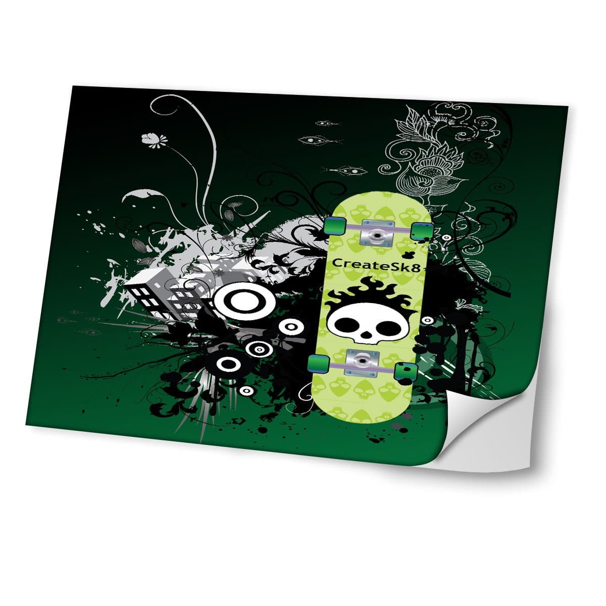 Urban 10007, Skateboard, Skin Sticker Decal Protective Cover Vinyl with Leather Effect Laminate and Colorful Design for Laptop 17"