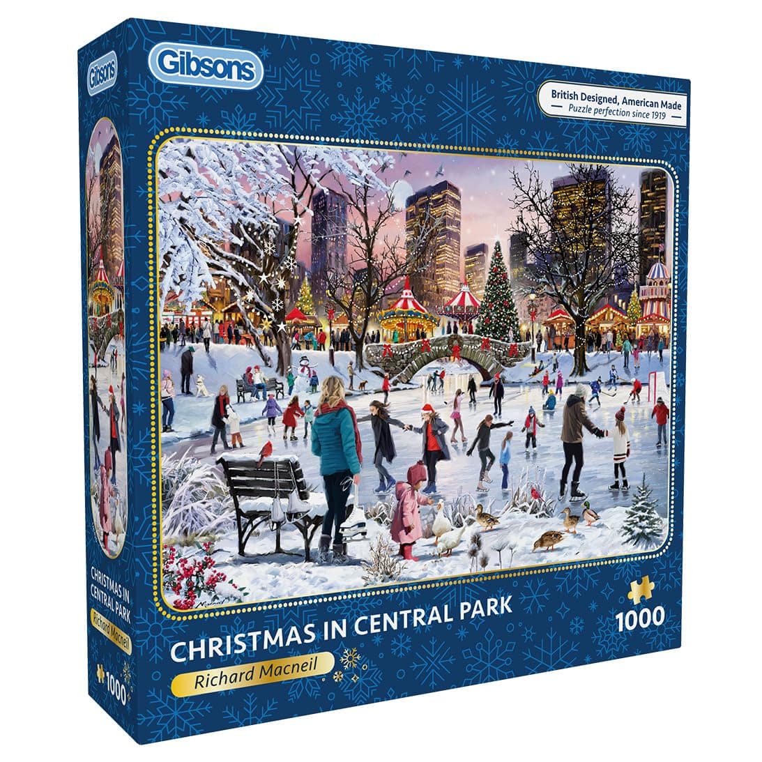 Gibsons Games Christmas in Central Park 1000 Piece Jigsaw Puzzle – Made in America – Festive New York Holiday Scene – Sustainable Puzzle for Adults & Teens