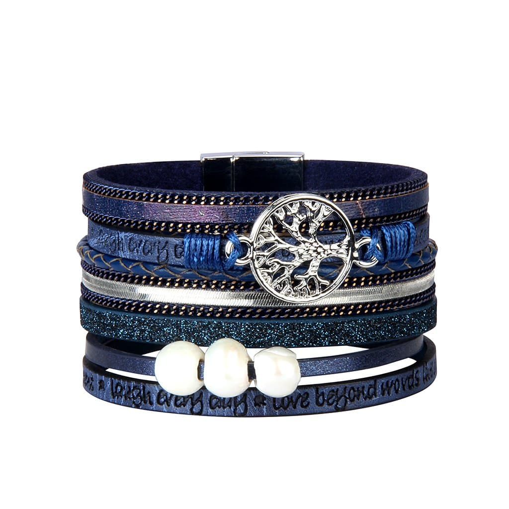 GelConnie Western Jewelry for Women Leather Wrap Bracelet Tree of Life Leather Cuff Bangle Baroque Pearl Bracelets Braided Multi Strand Bracelet Bohemian Jewelry for Teen Girls,Wife Birthday Gift