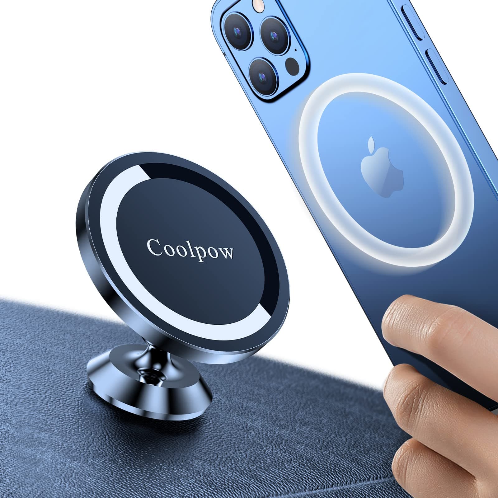 Coolpow Compatible for MagSafe Car Mount [12 Strongest Magnets] Magnetic Phone Holder for Car [All Metal ] Phone Mount for Car Dashboard Fit iPhone 14 13 12 Pro Max Plus Mini MagSafe Case &Cell Phone