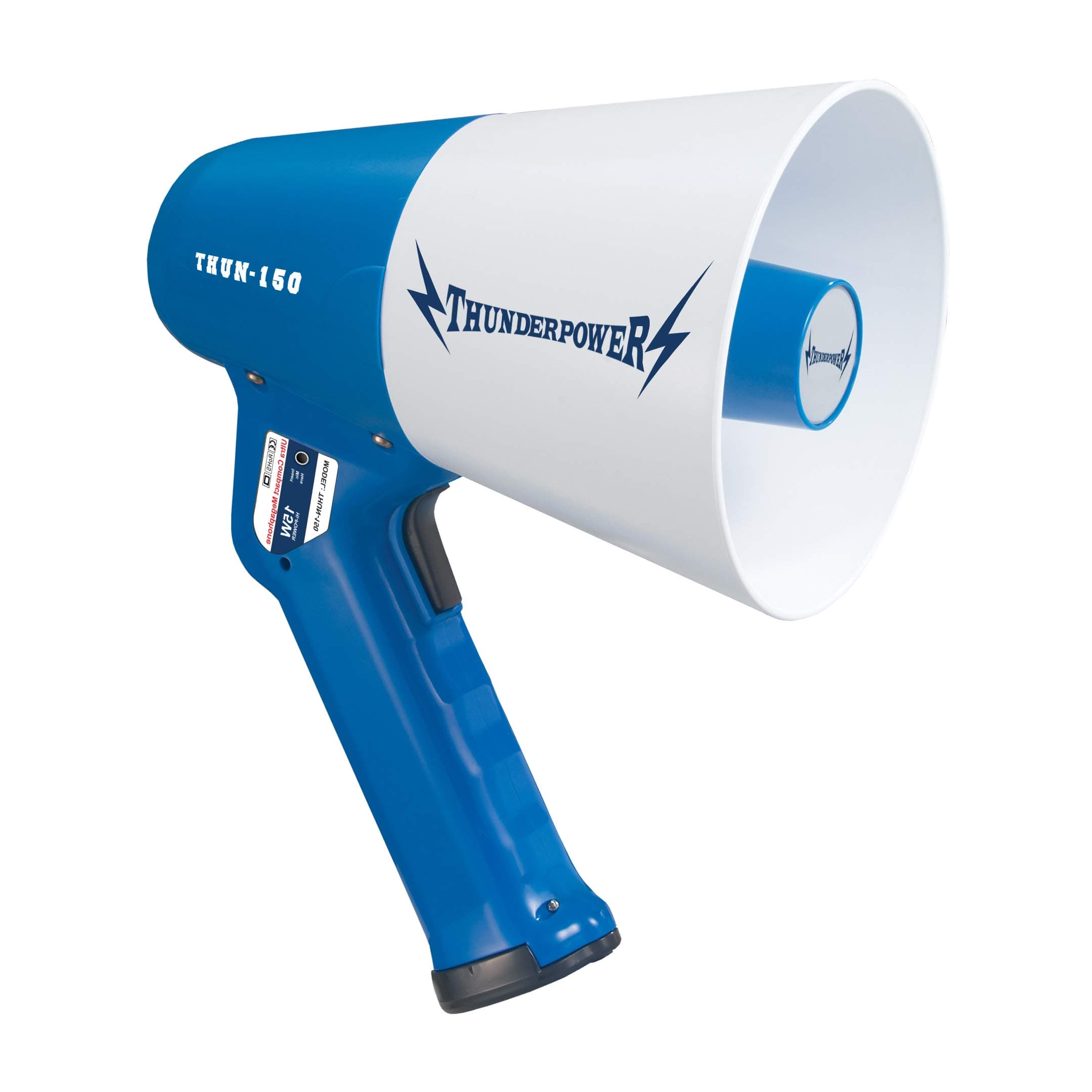 ThunderPower THUN150 Extra-Loud Megaphone Speaker – 600-Yard Range Bullhorn Megaphone with Siren & Voice Modes – 15W Loud Speaker Megaphones for Public Safety, Sports, Teachers, and Protests