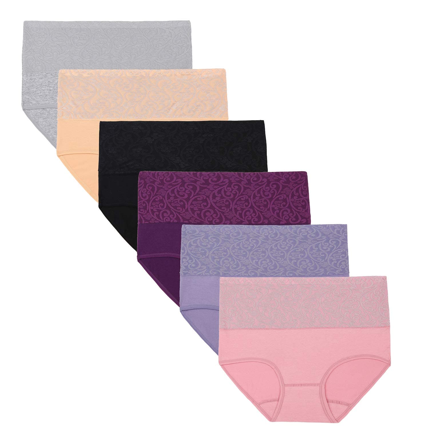 Fulyou Women's Briefs Underwear Tummy Control Cotton Panties High Waist Ladies Soft Stretch Underpants 6 Pack