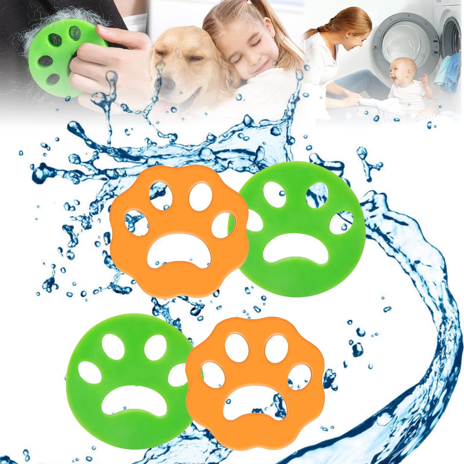 4 PCS Ultra Thin Pet Hair Remover for Laundry, Reusable Washing Machine Cat Dog Fur Lint Catcher, For Remove Clothes Hair Skin Debris Wool Cotton Animal Hair