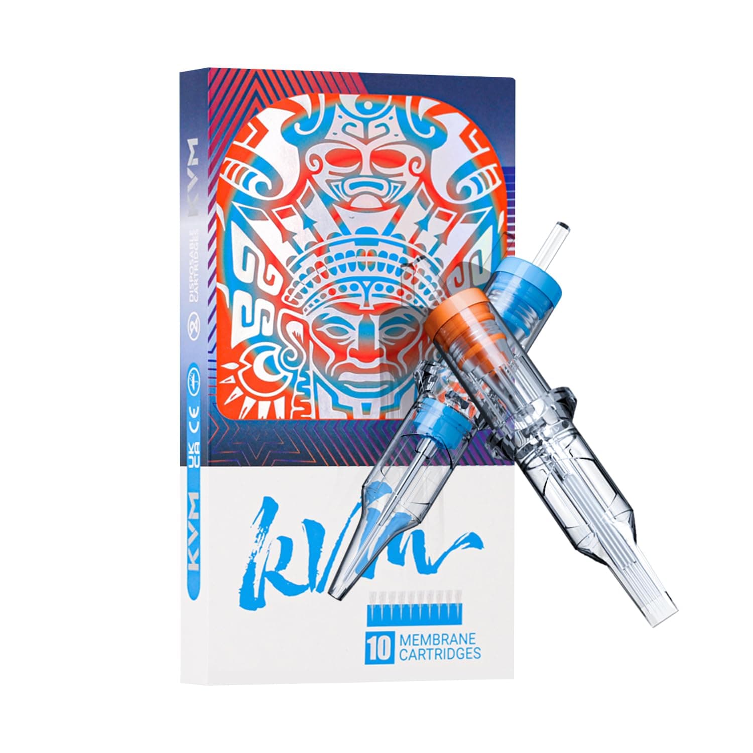 KVM Tattoo Cartridge - 1003RL(0.30mm) 10Pcs Disposable Tattoo Needles with Membrane Safety Cartridges for Tattoo Round Liner